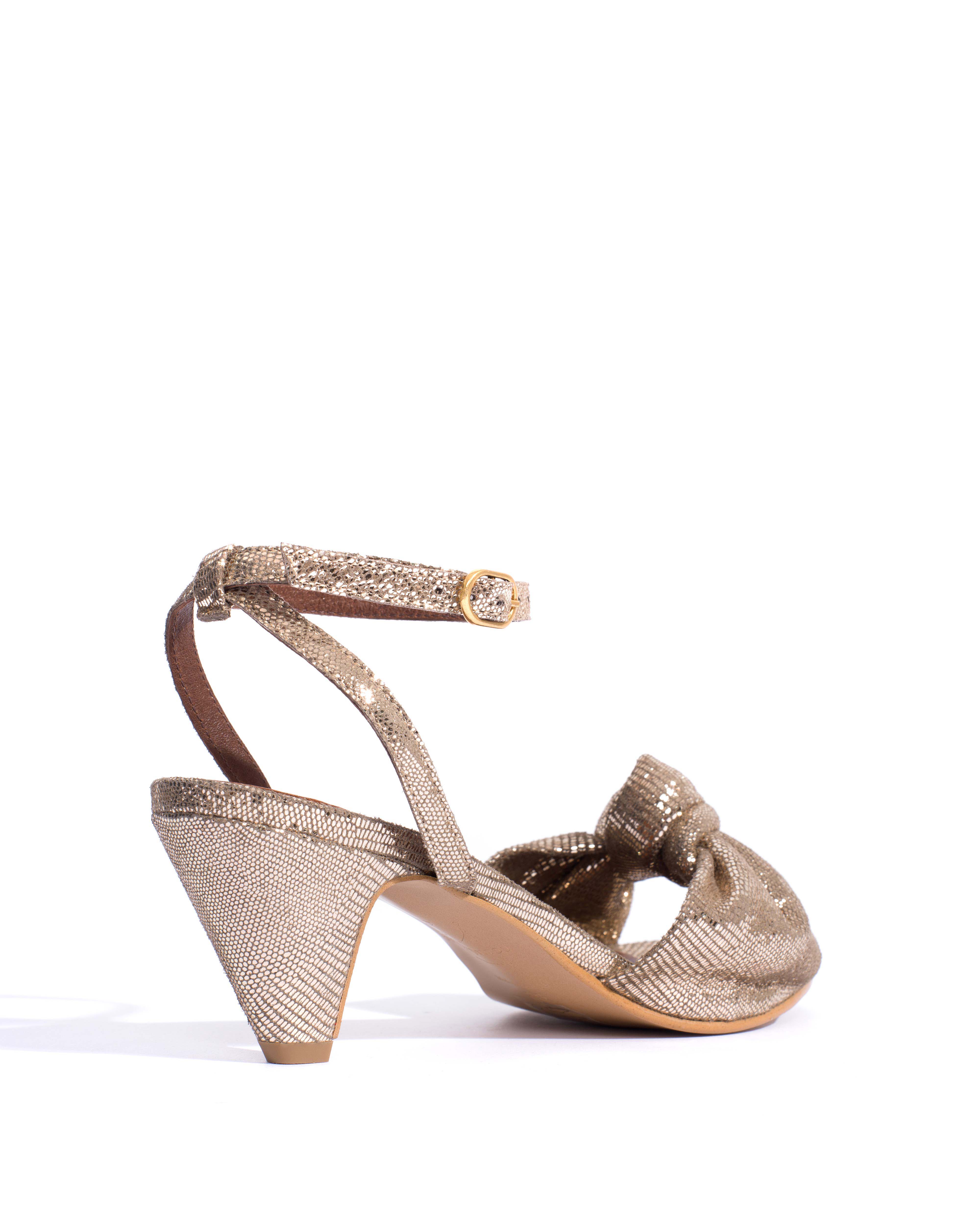 Aliza 50 stiletto Lizard metallic goat Vintage champagne - Image 3