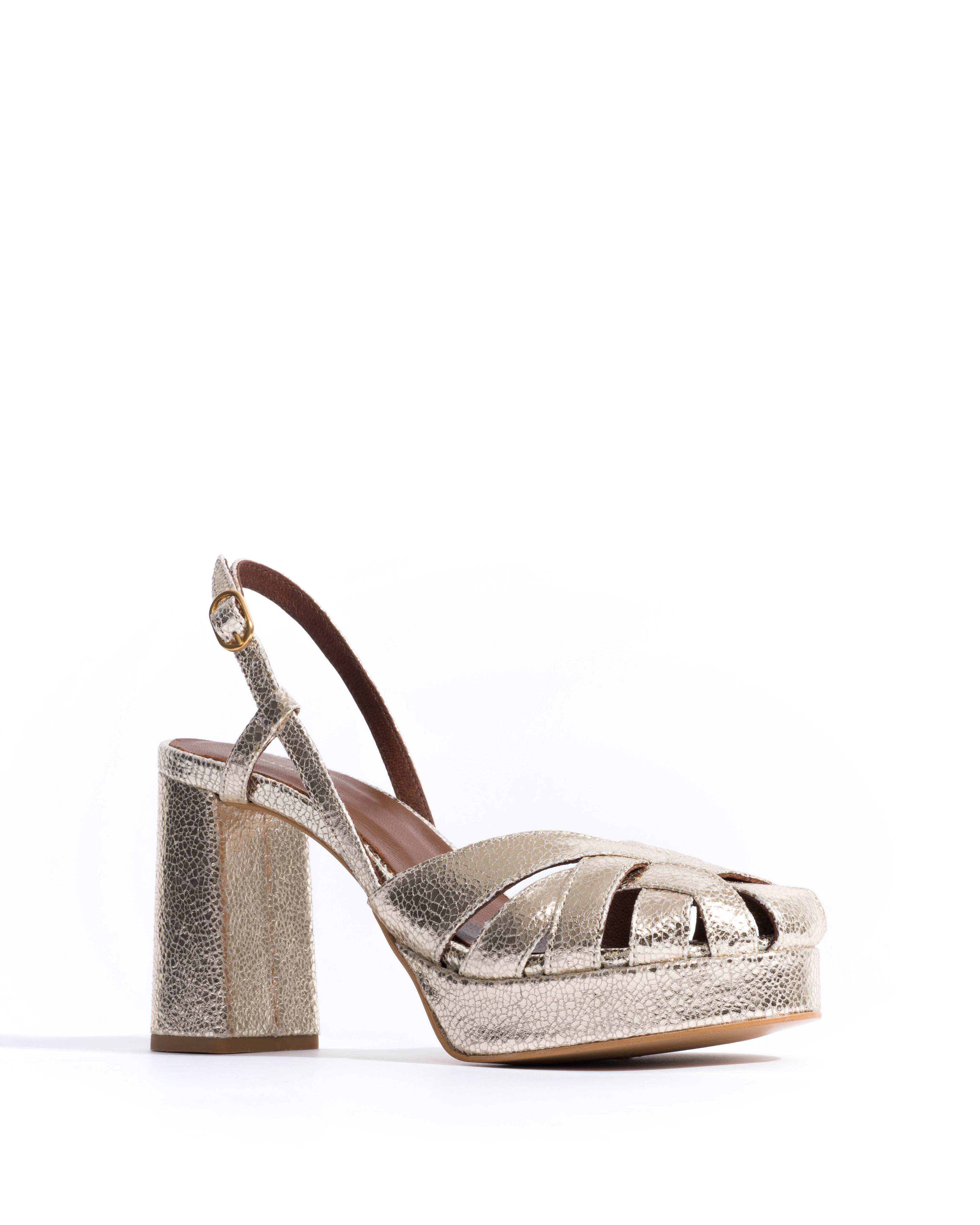 Banie 85 platform Crackled metallic goat Champagne - Image 2