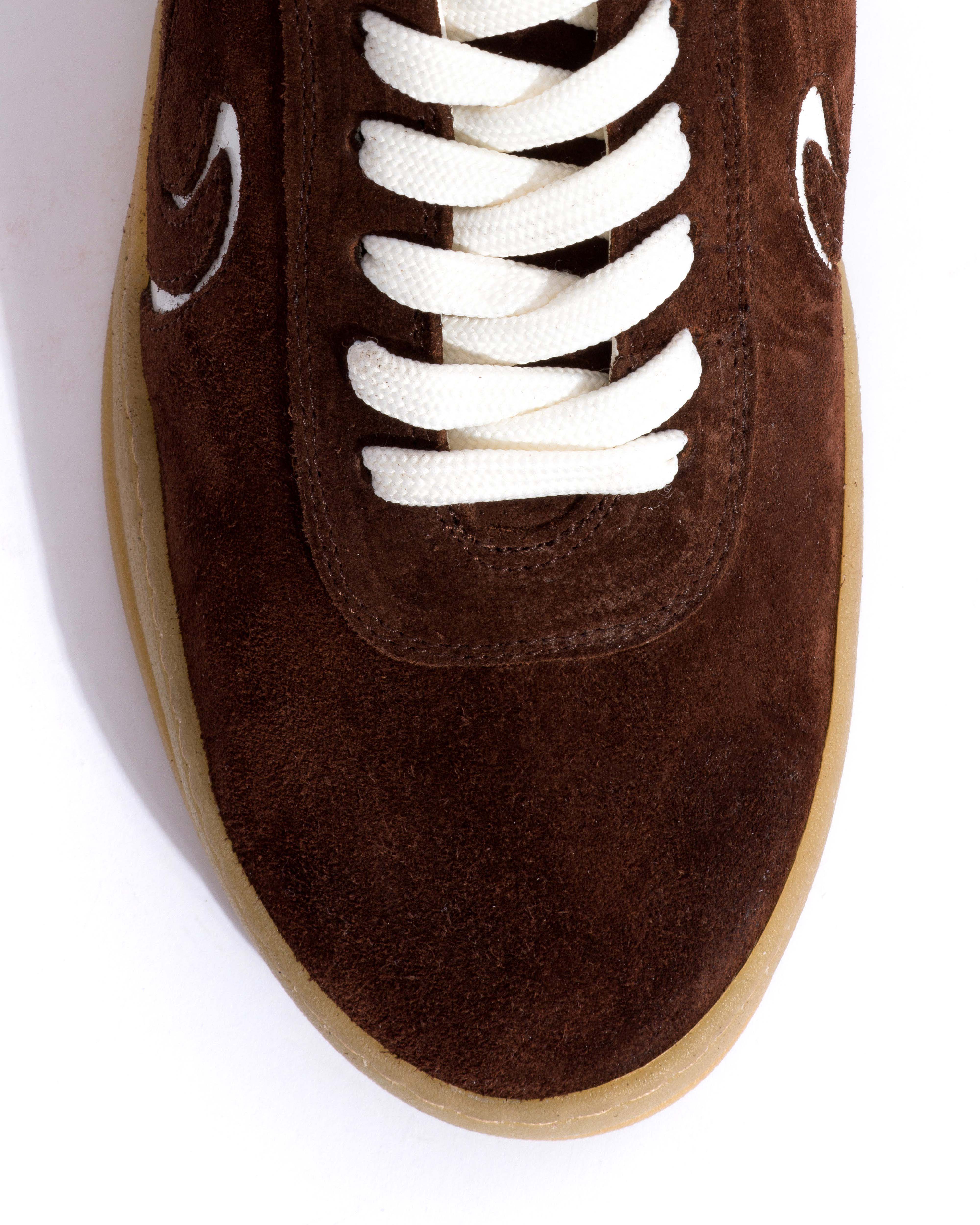 Blaire Calf suede & polished soft calf Chocolate & white sand - Image 5