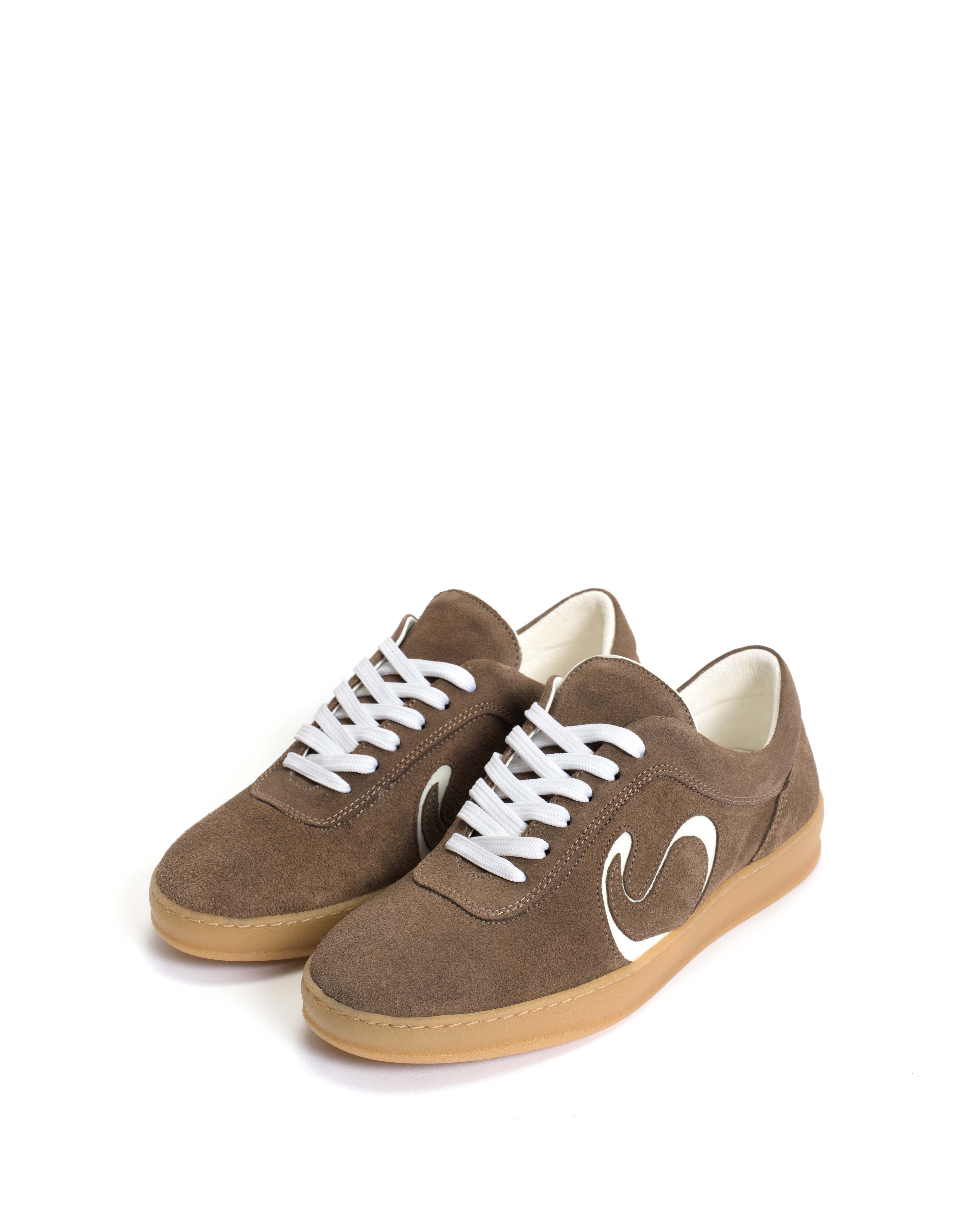 Blaire Calf suede & polished soft calf Dark taupe & white sand - Image 2