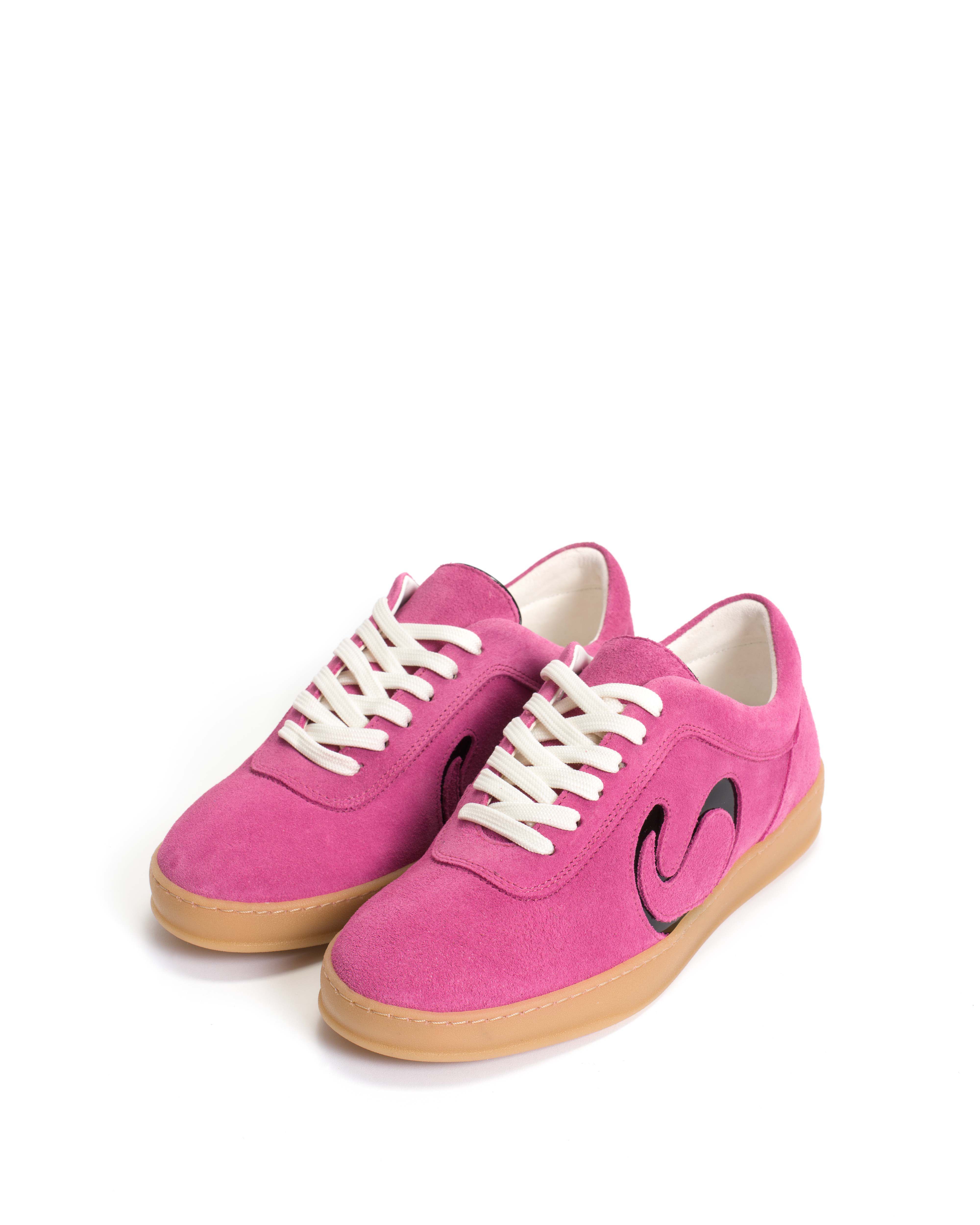 Blaire Calf suede & polished soft calf Raspberry sorbet & black - Image 2