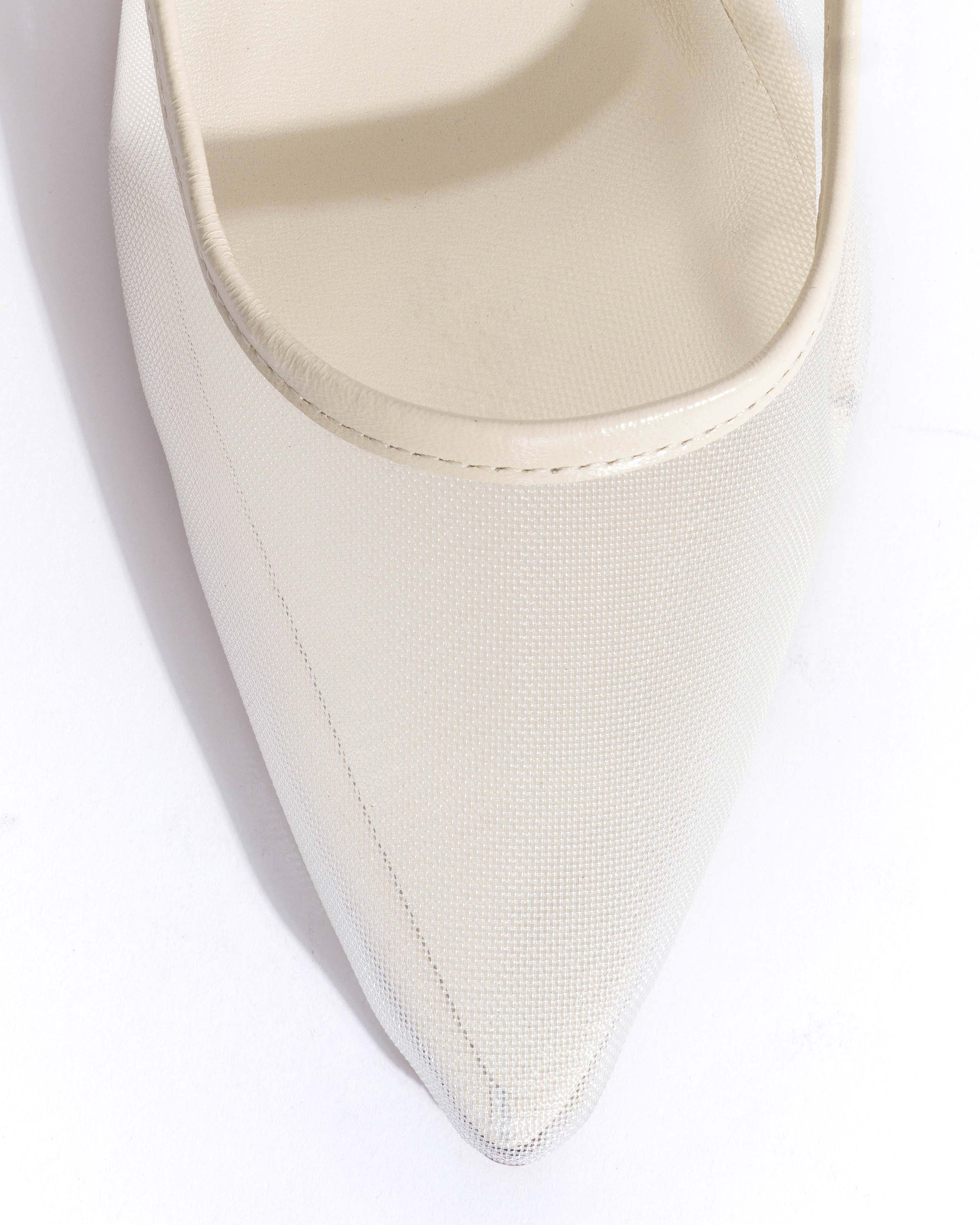 Fanny 40 stiletto mesh Shiny lamb & mesh White sand - Image 5