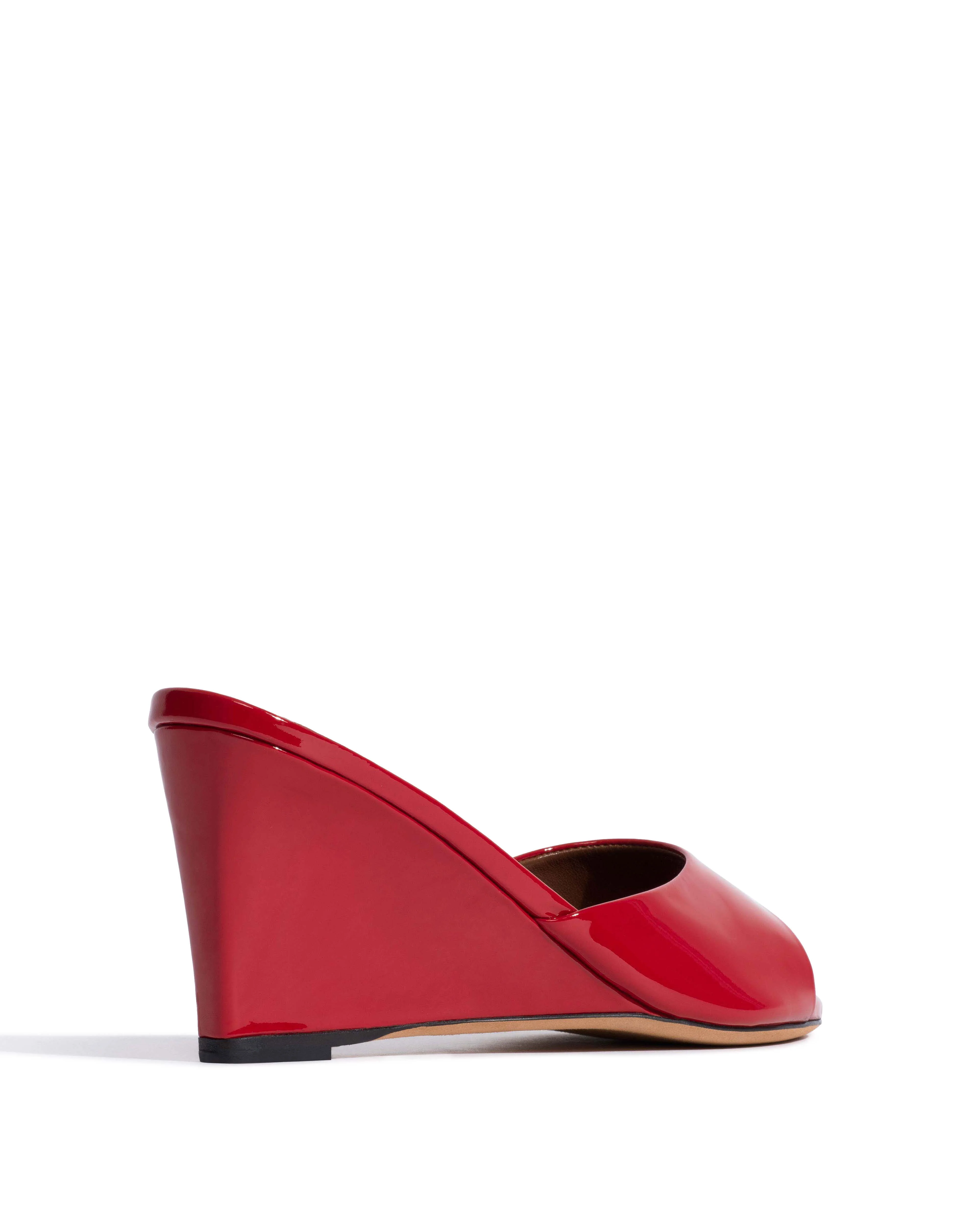 Gwen 75 wedge Polished soft calf Ruby red - Image 3