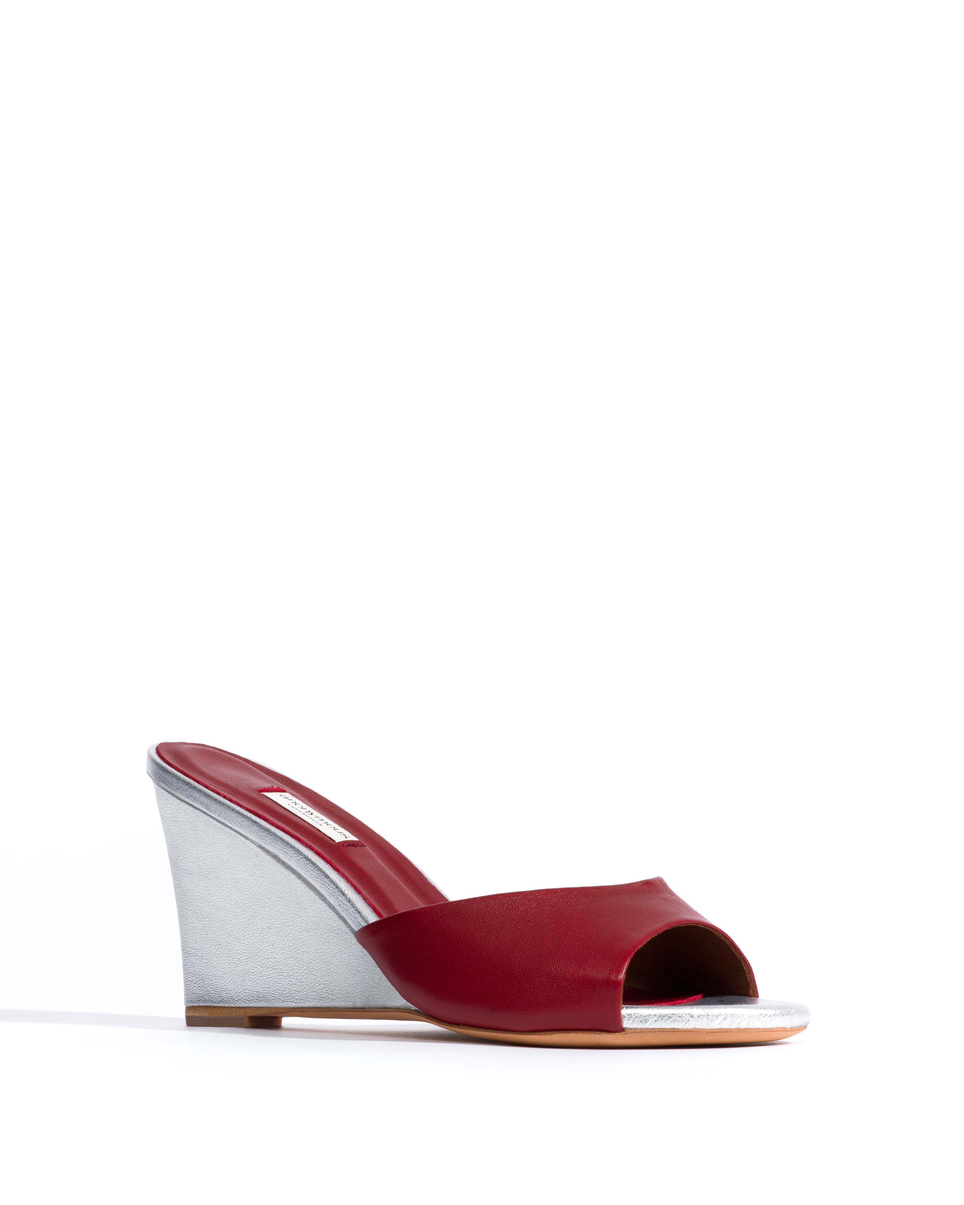 Gwen 75 wedge Shiny lamb & metallic goat Pomegranate & silver - Image 2