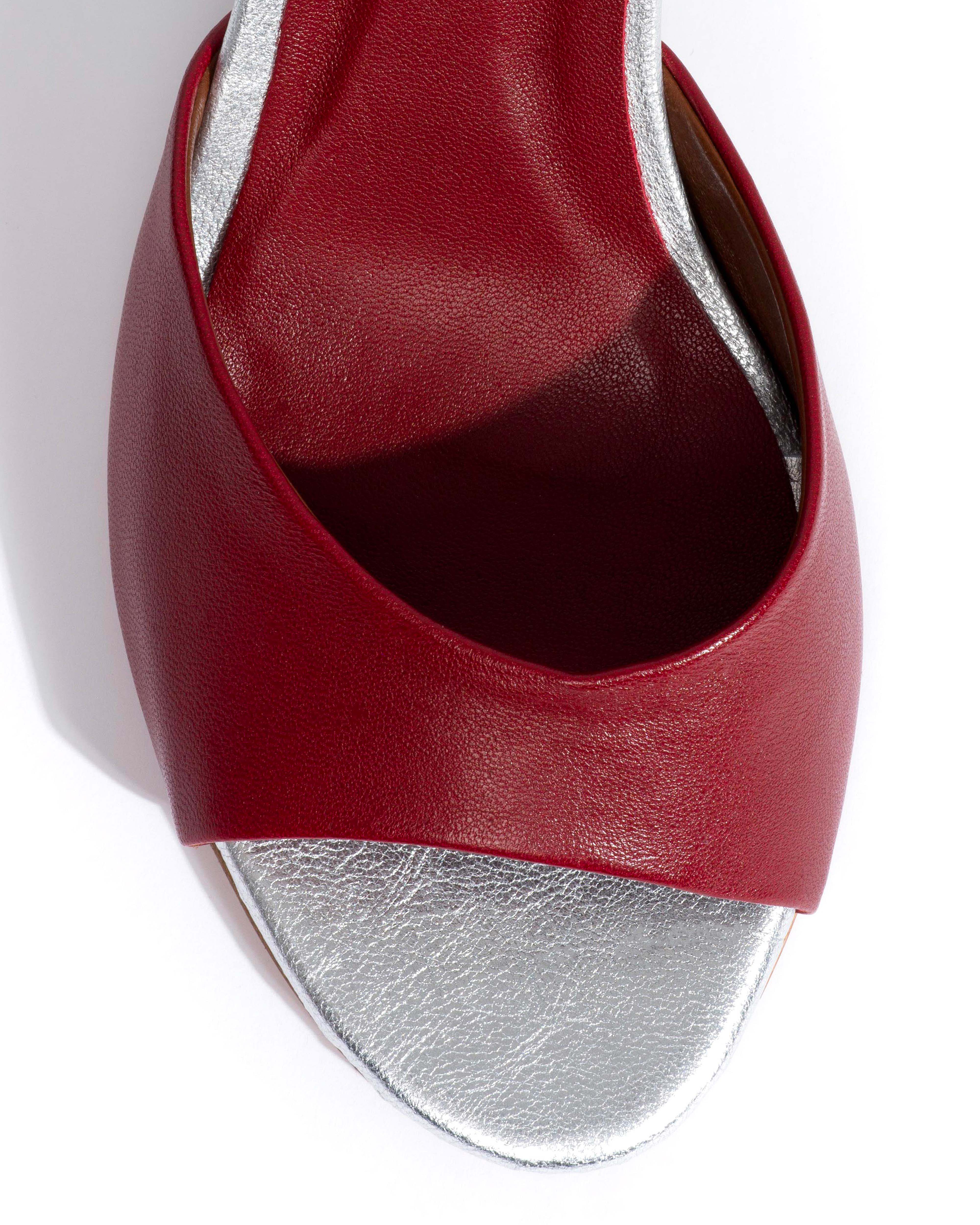 Gwen 75 wedge Shiny lamb & metallic goat Pomegranate & silver - Image 6