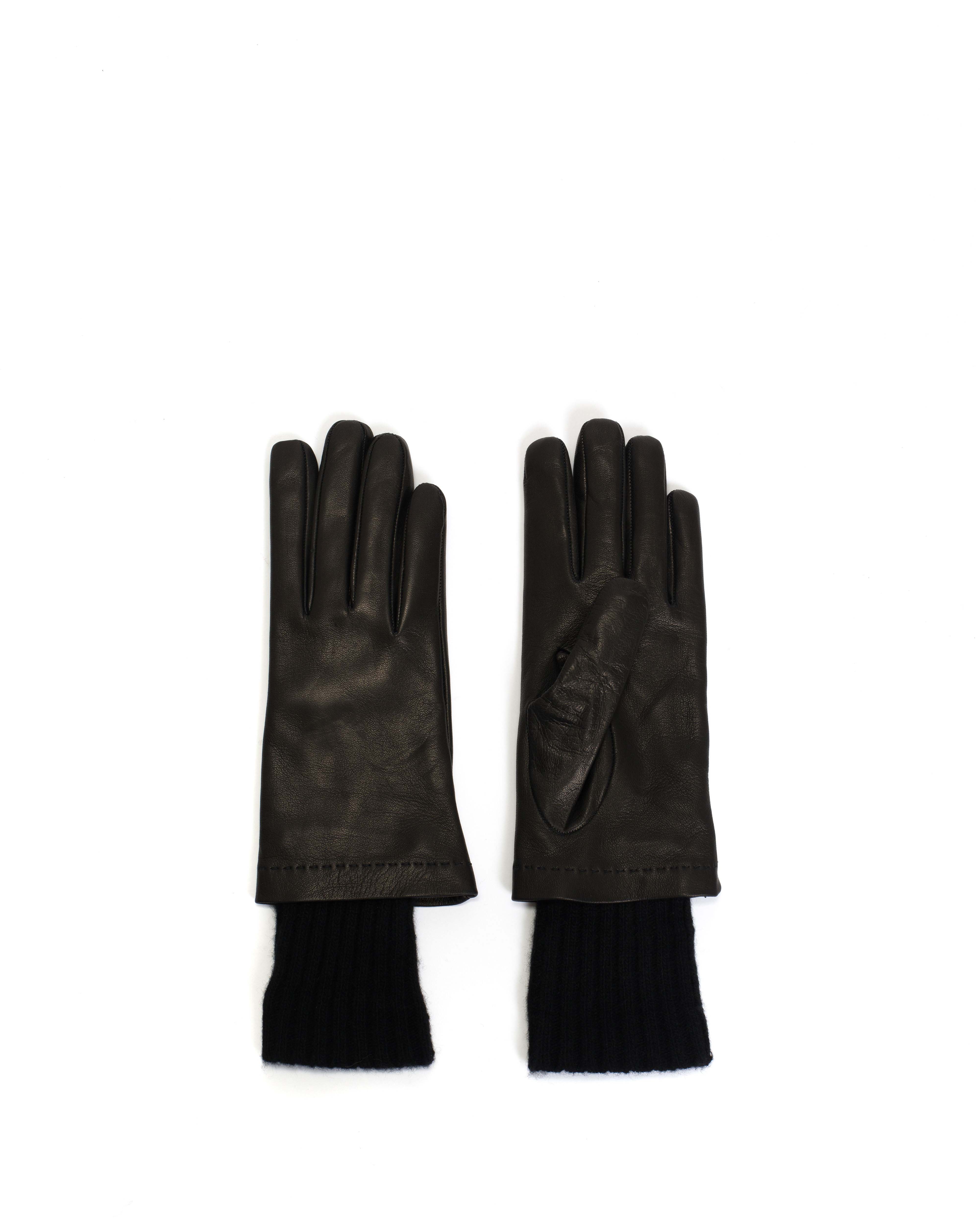 Hanni leather cashmere glove Lamb leather & 100% cashmere Black & black - Image 2