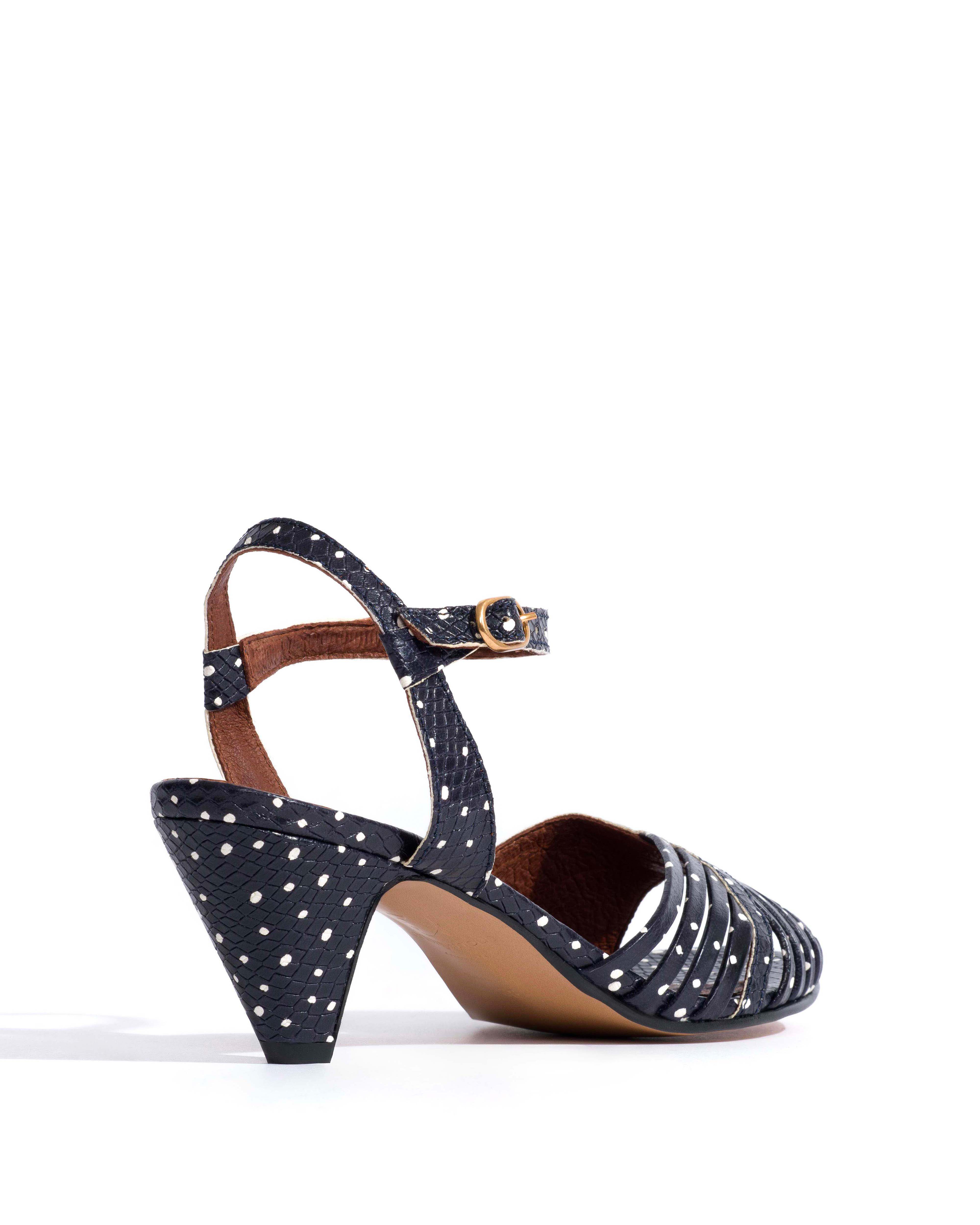 Hermine 50 stiletto Spotted snake calf Midnight blue - Image 3