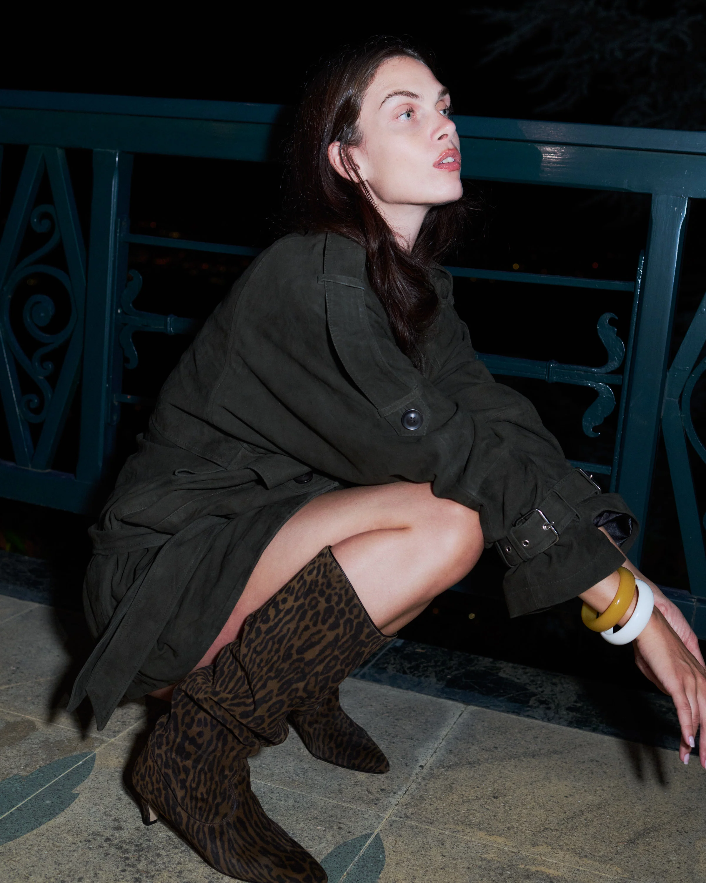 Hillerie 40 stiletto Calf suede print & sleek leather Jaguar & black - Image 3