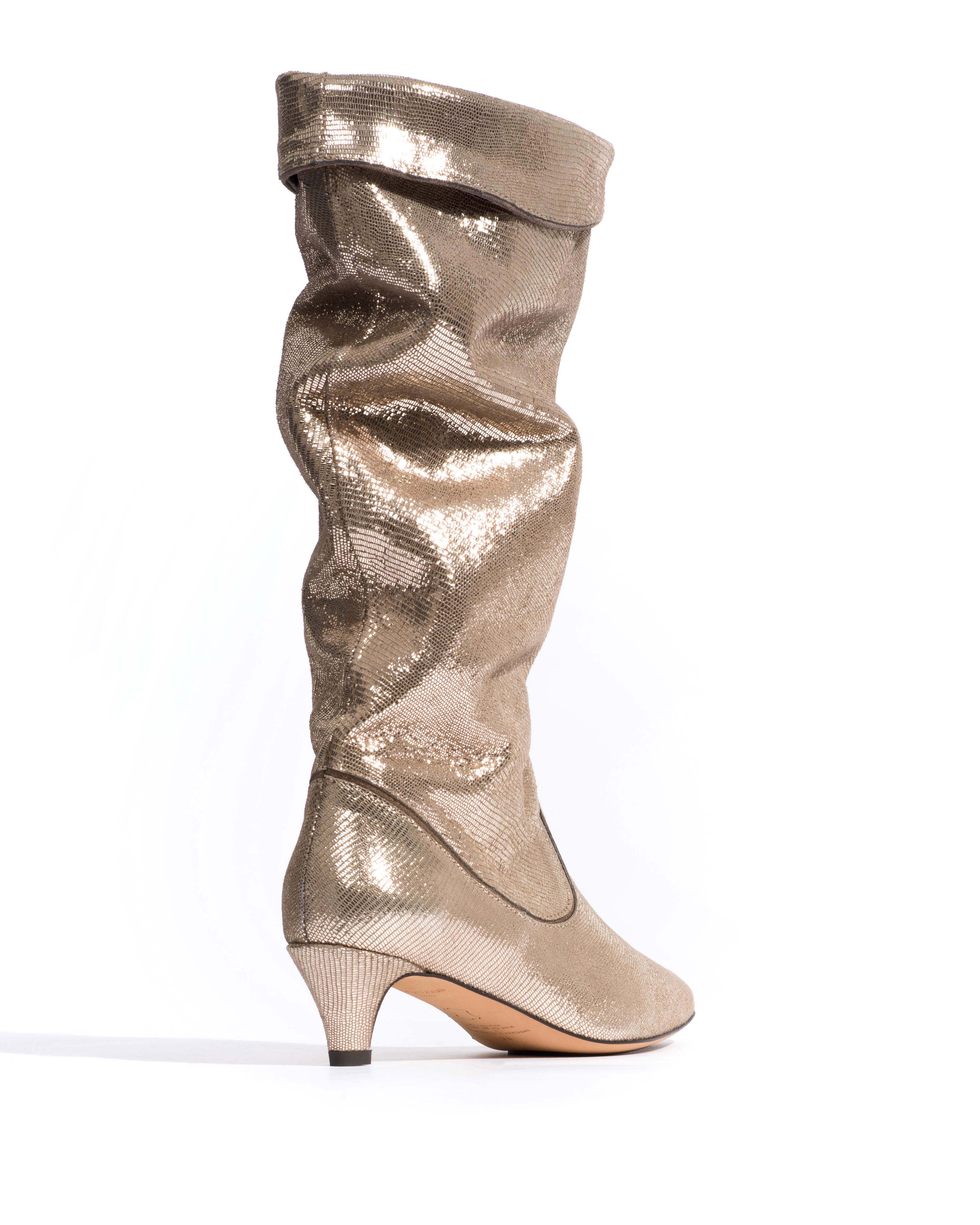 Hillerie 40 stiletto Lizard metallic goat Vintage champagne - Image 3