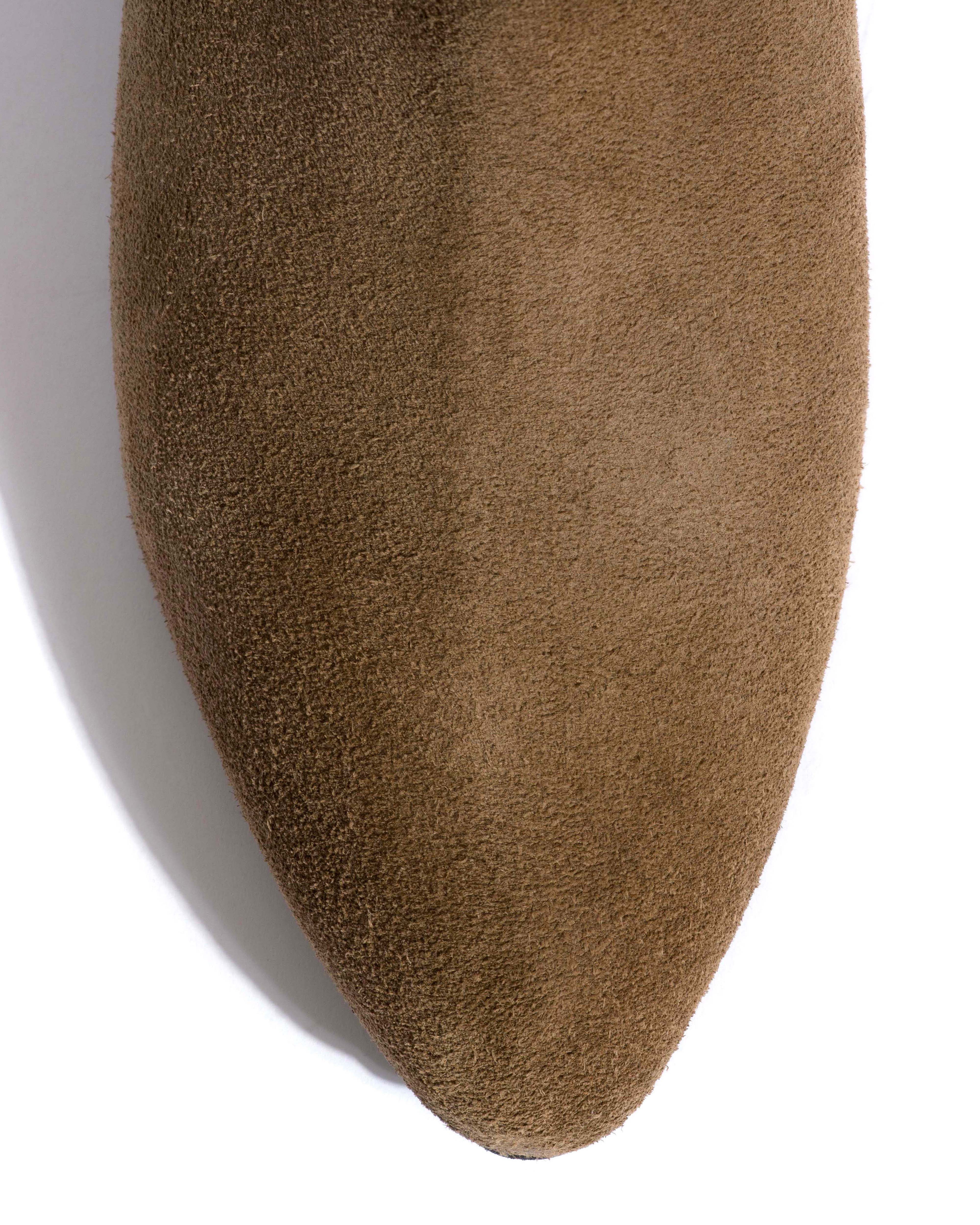 Jasmina 20 Calf suede & sleek leather Dried olive & espresso brown - Image 5