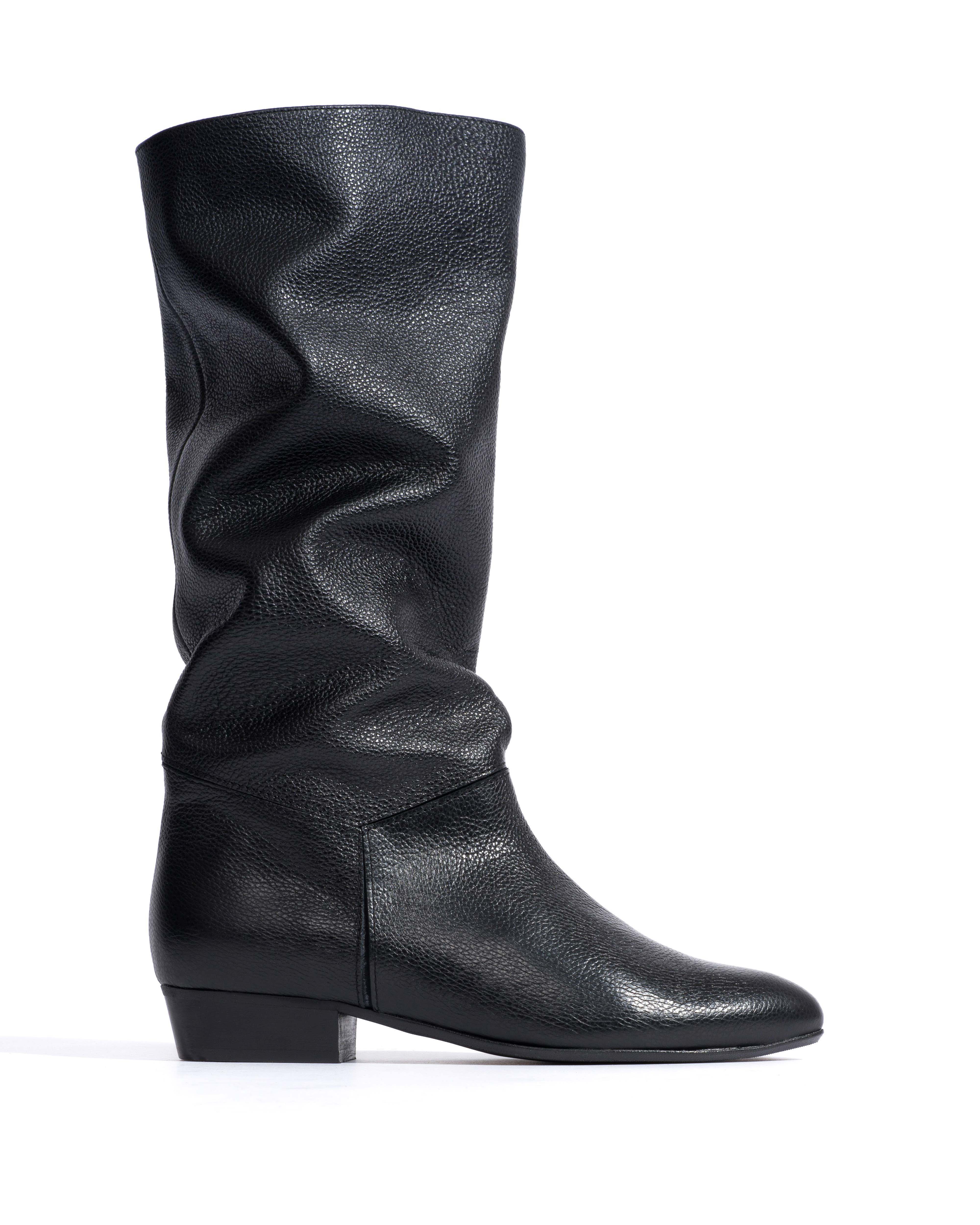 Jasmina 20 Pebbled soft calf & suede leather Black