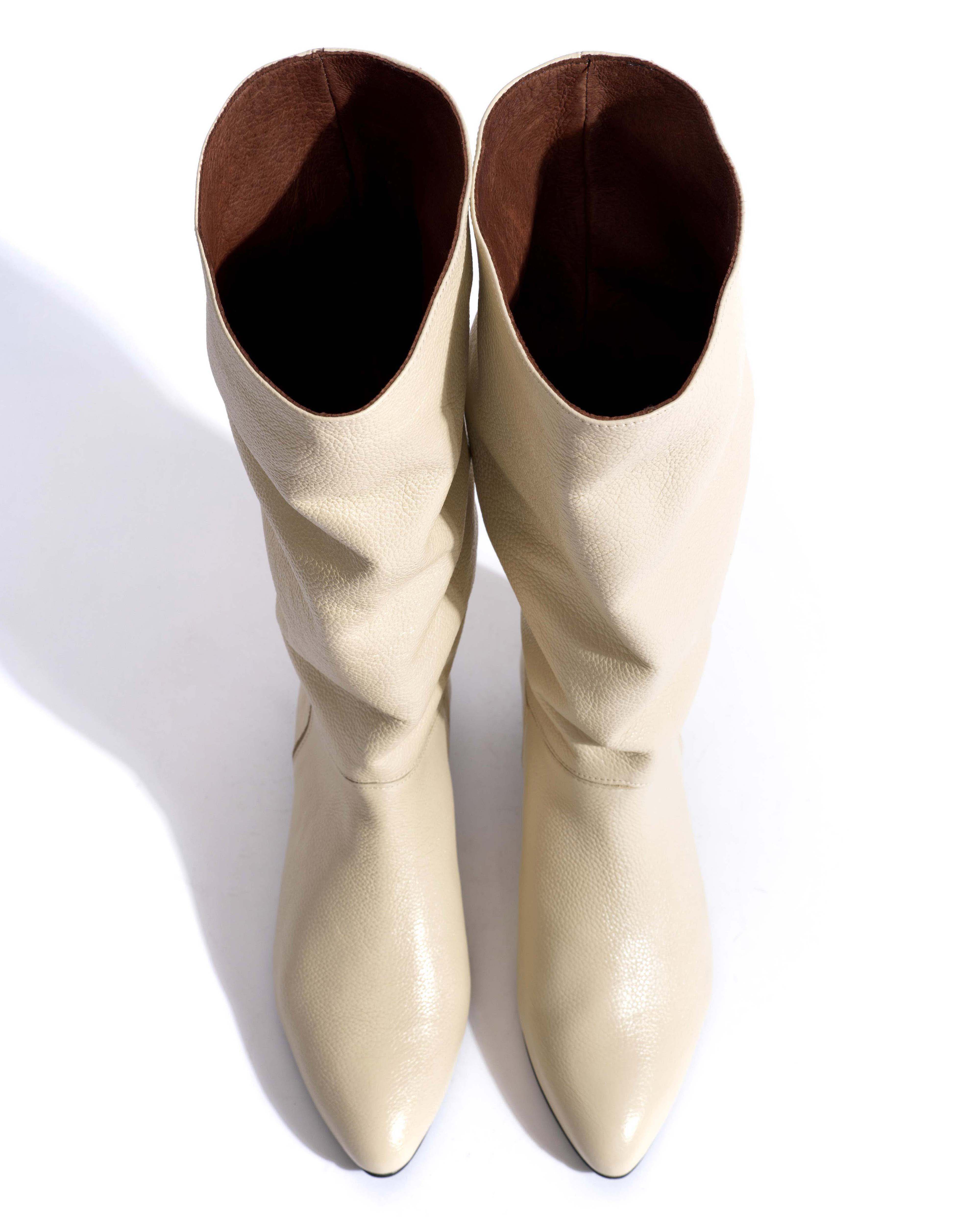 Jasmina 20 Pebbled soft calf & suede leather White sand - Image 4