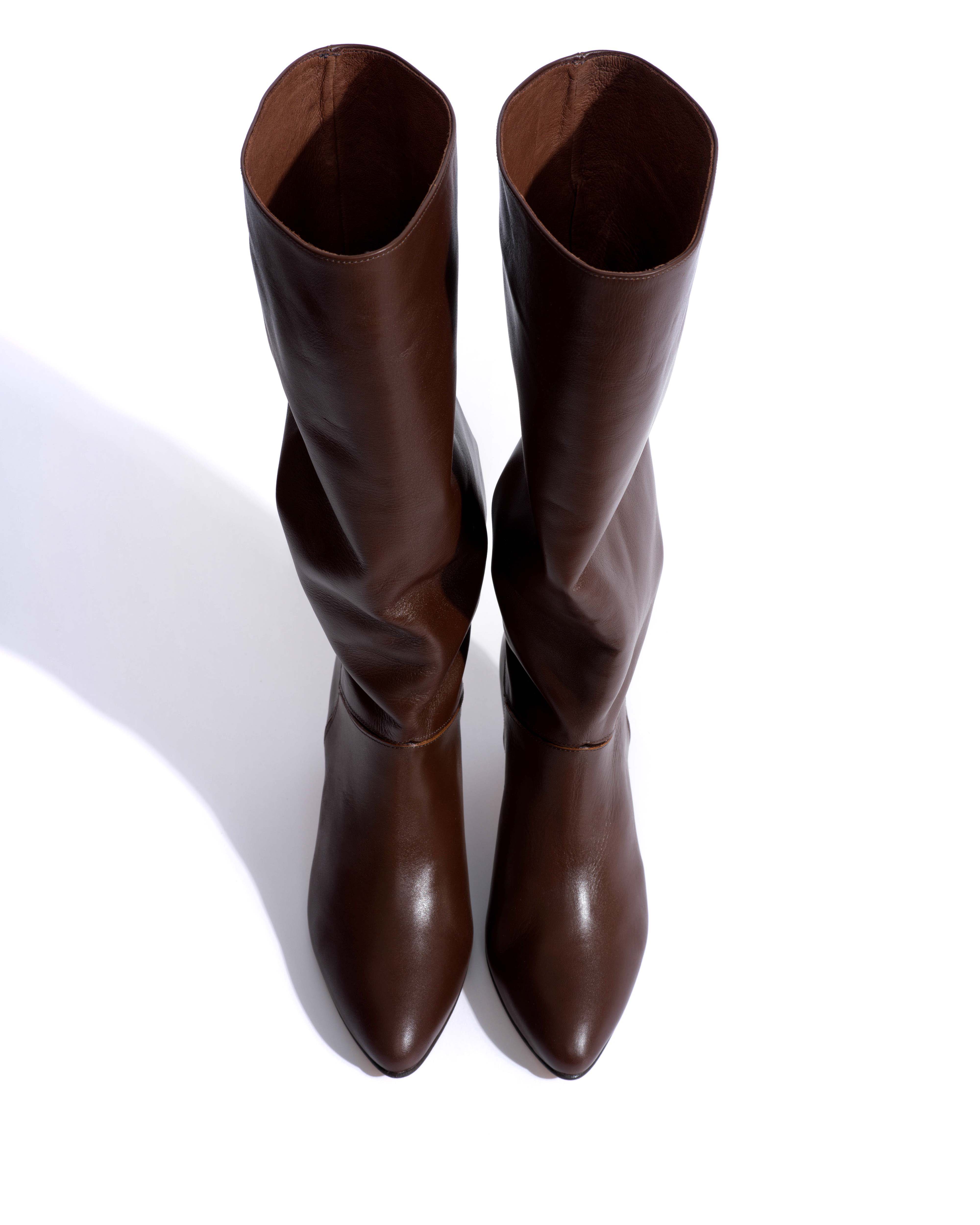Jasmina 50 stiletto Soft calf & suede leather Chocolate - Image 5