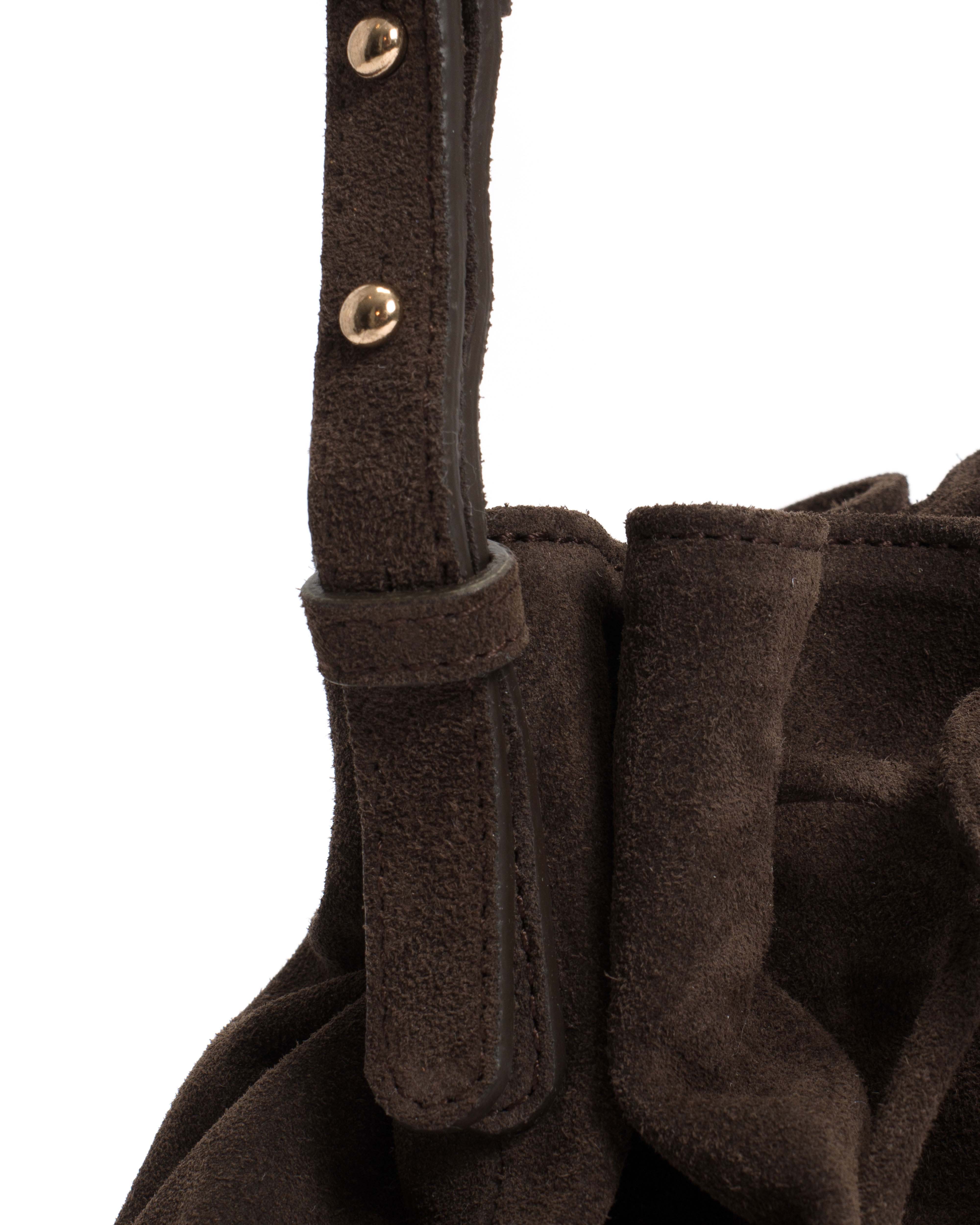 Kacey petite bucket bag Calf suede Coffee brown - Image 4