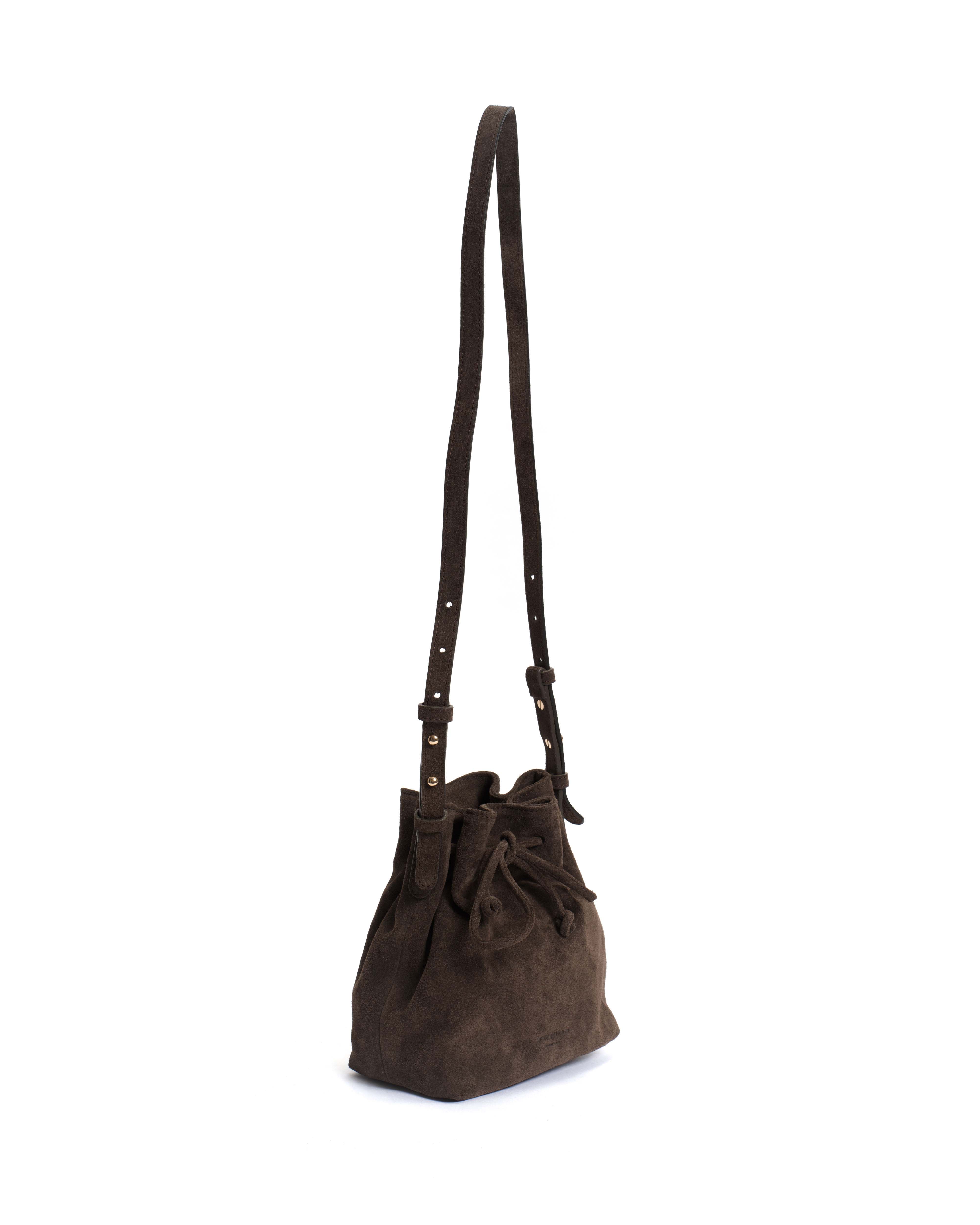 Kacey petite bucket bag Calf suede Coffee brown - Image 5