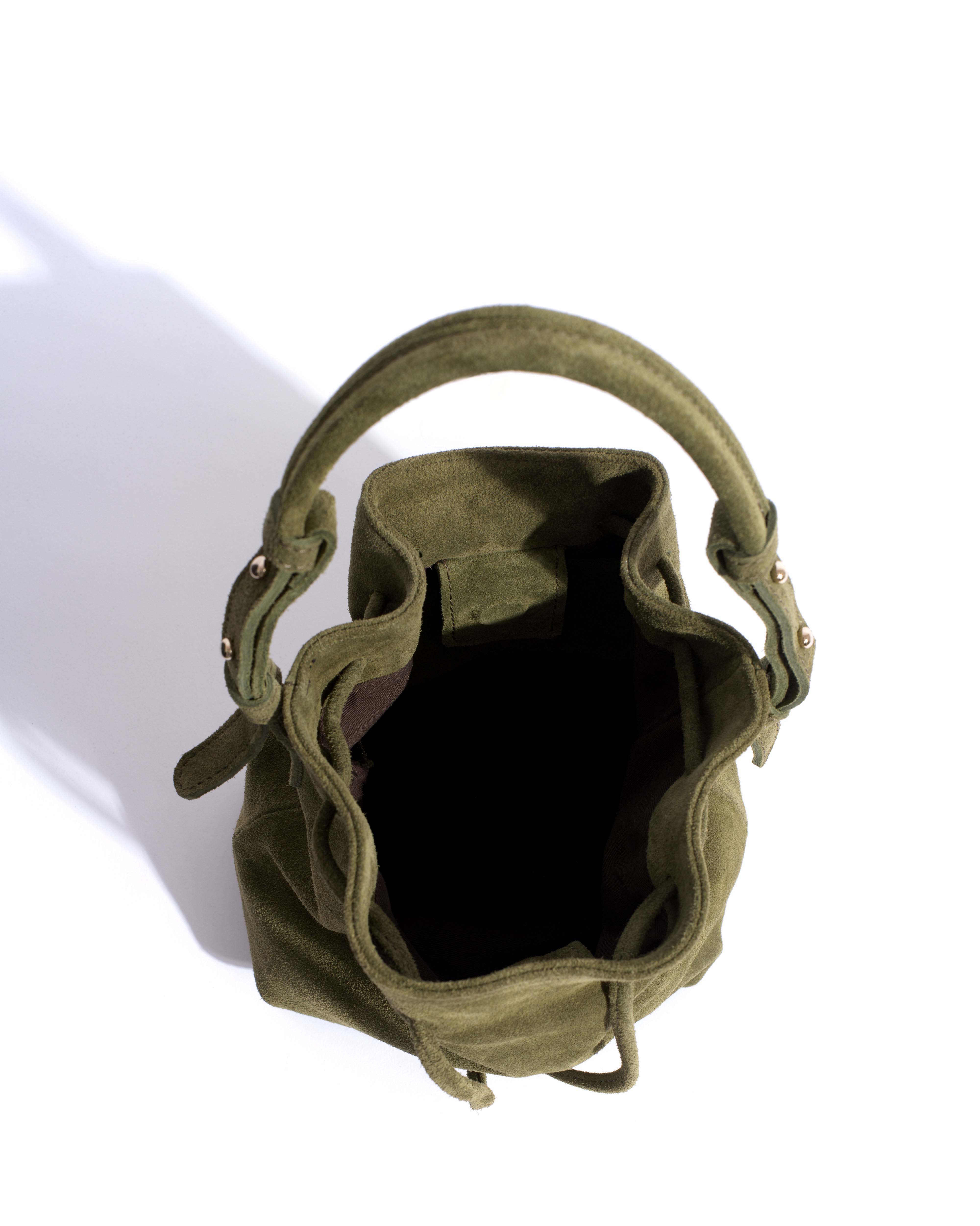 Kacey petite bucket bag Calf suede Olive green - Image 3