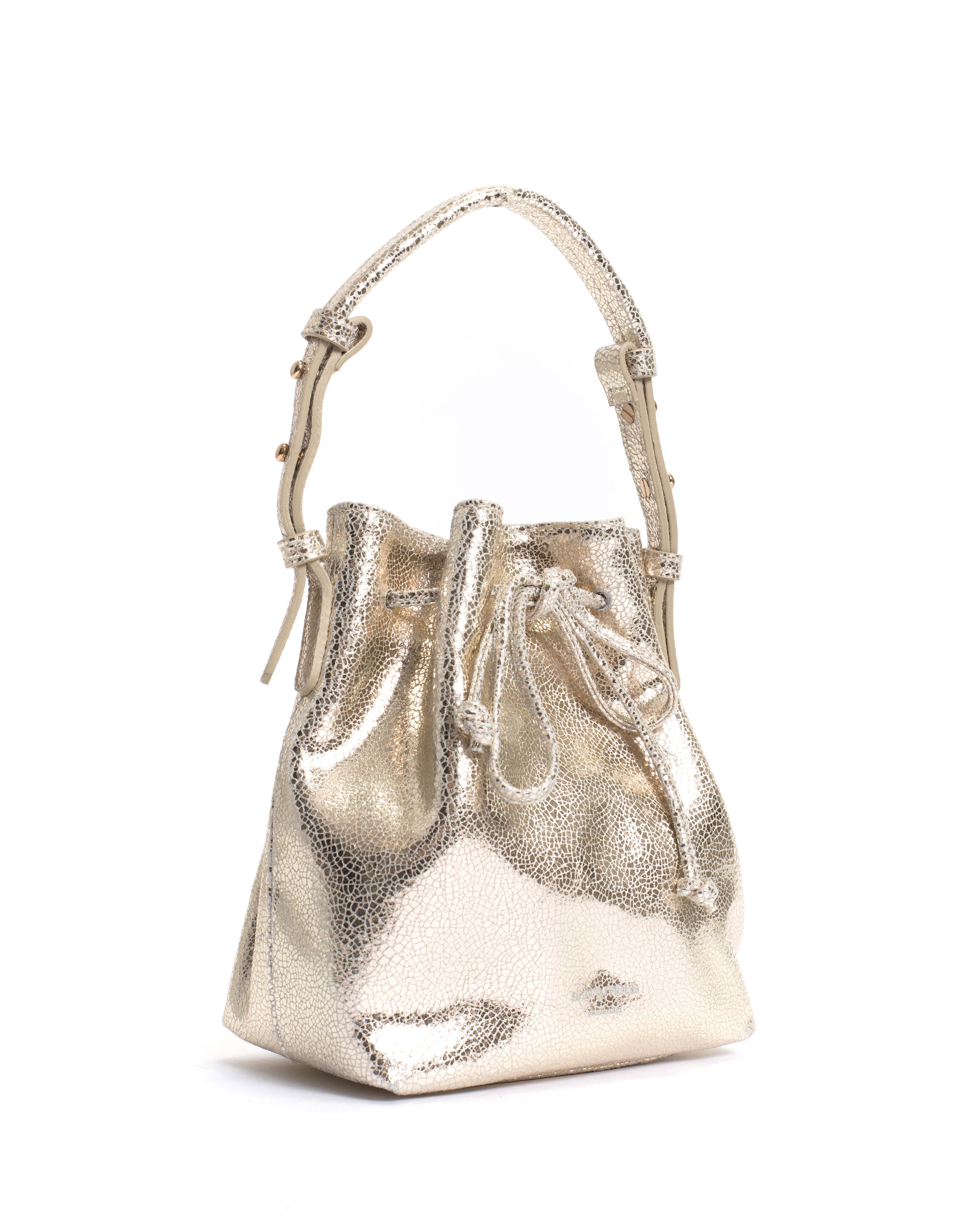 Kacey petite bucket bag Crackled metallic goat Champagne - Image 2