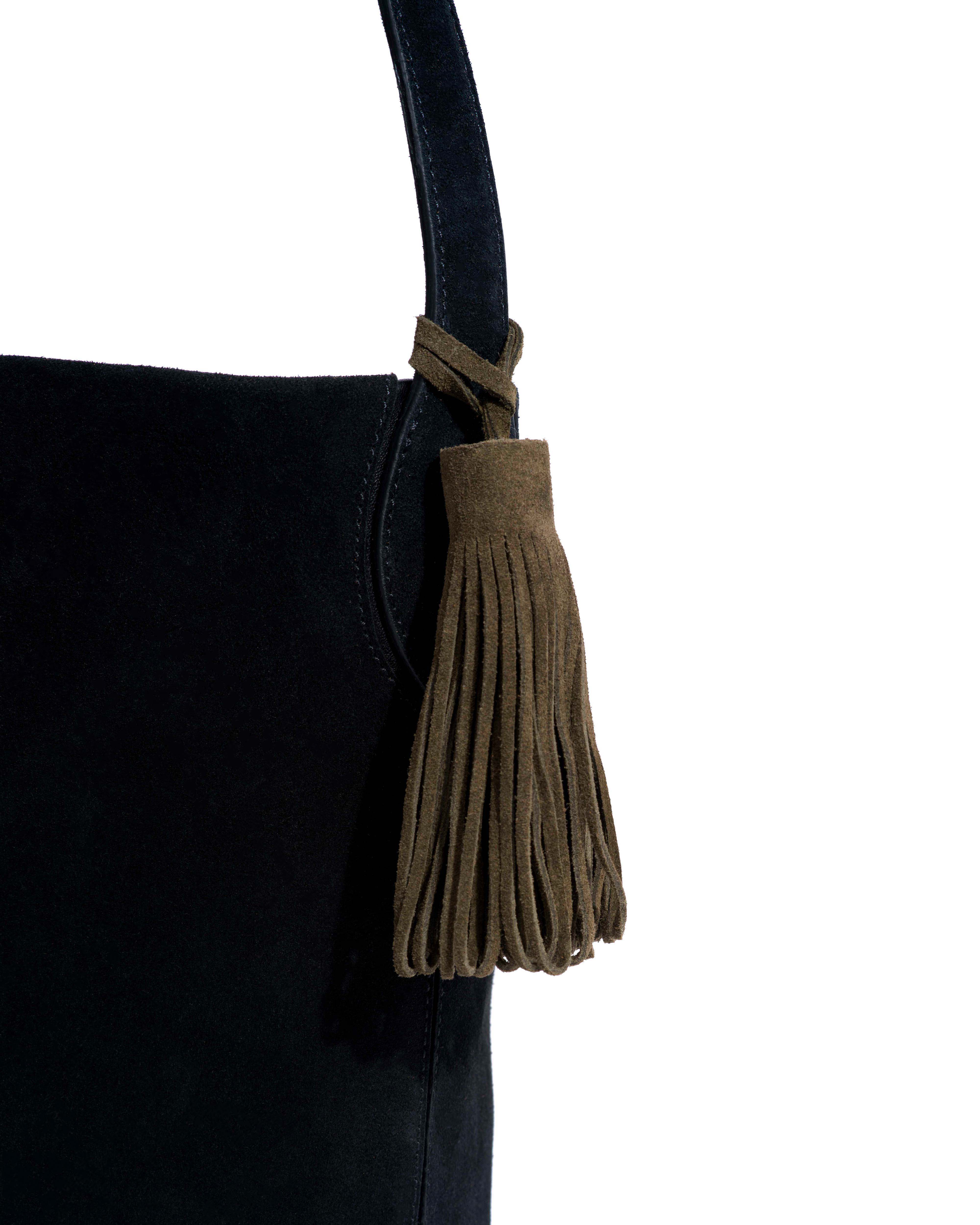 Katty fringe keyring Calf suede Moss green - Image 2