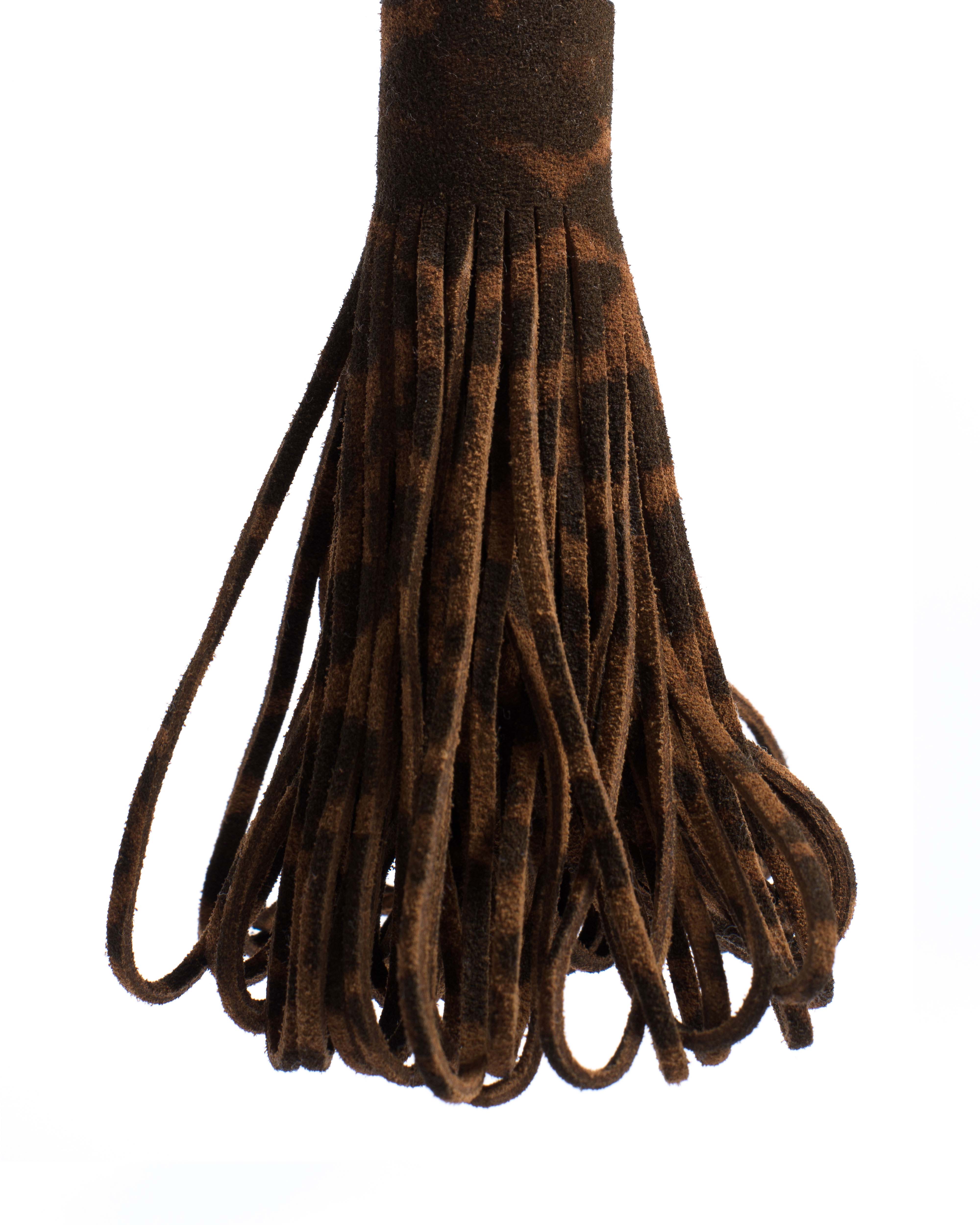 Katty fringe keyring Calf suede print Leopard - Image 3
