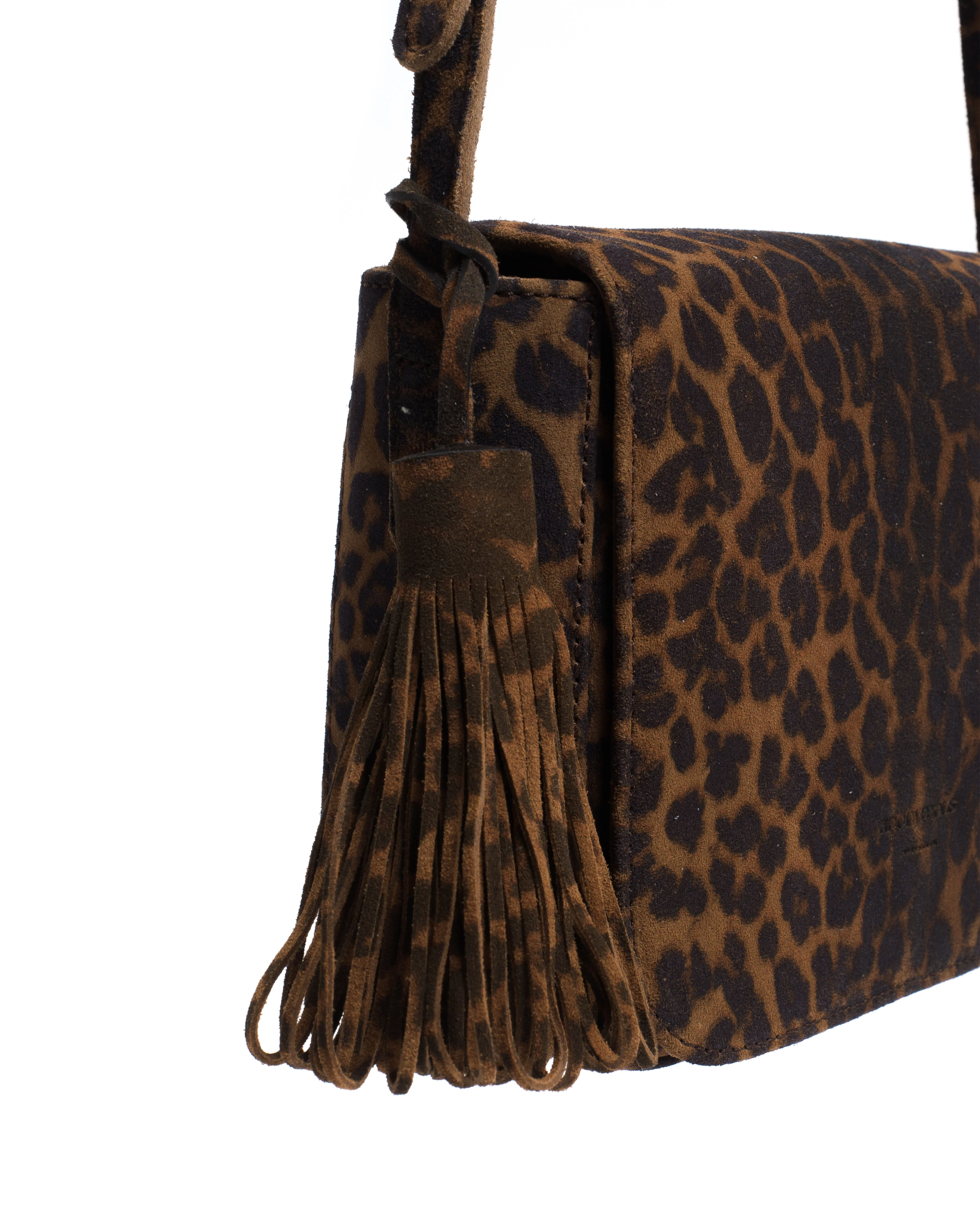 Katty fringe keyring Calf suede print Leopard - Image 4