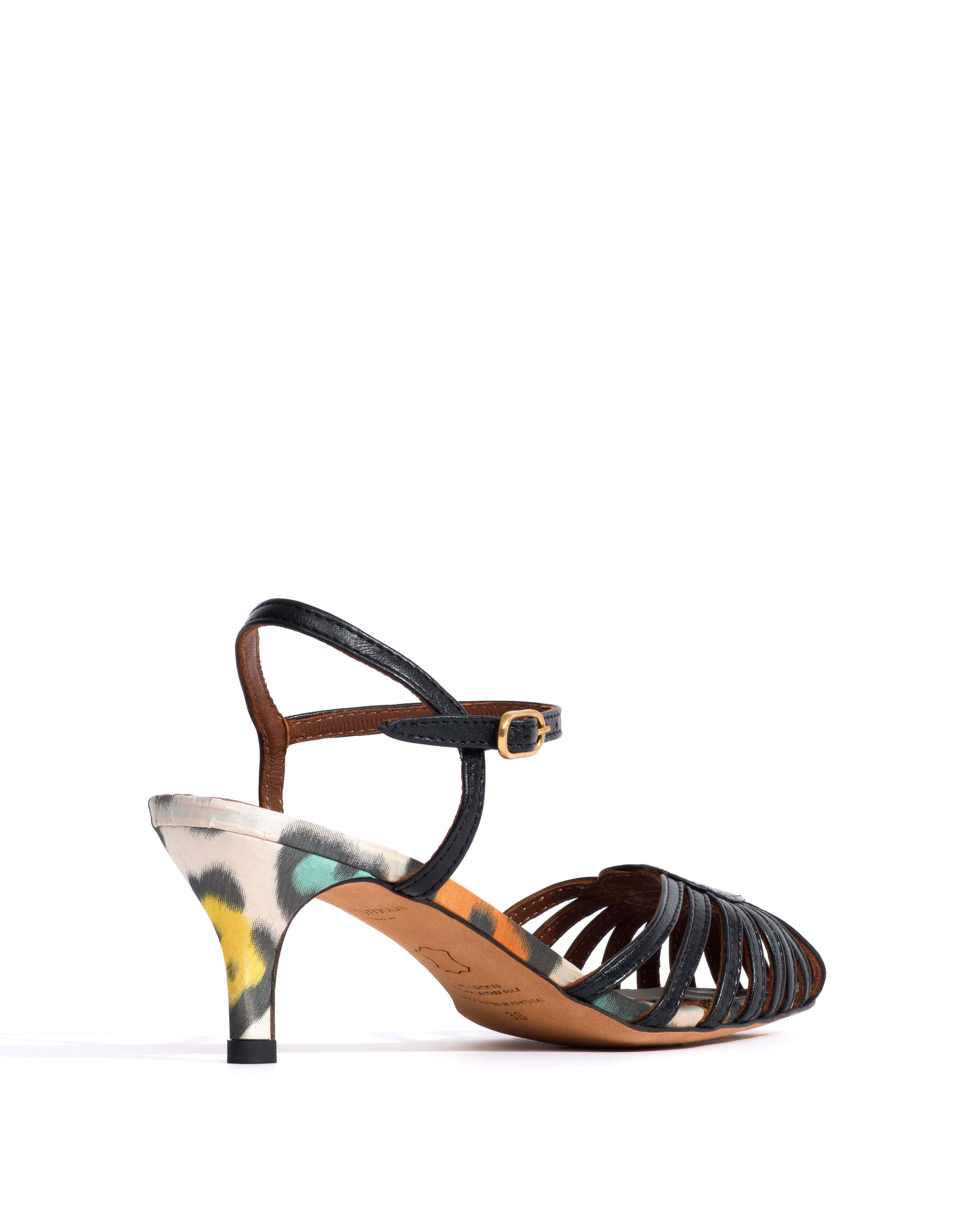 Keesha 55 Shiny lamb & satin print Black & multicolor leopard - Image 3