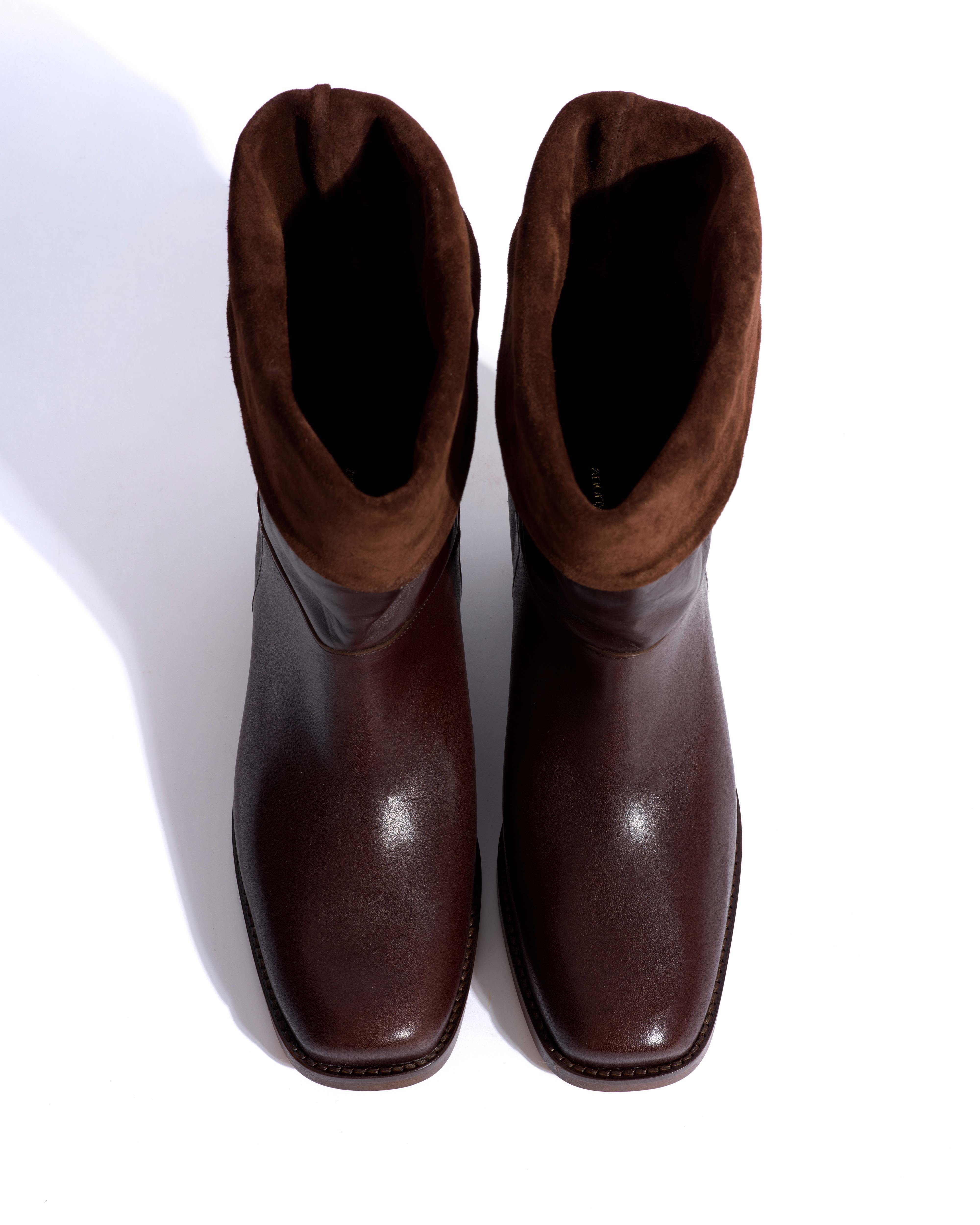 Patricia Vegetal soft calf & suede leather Coffee brown & chocolate - Image 6
