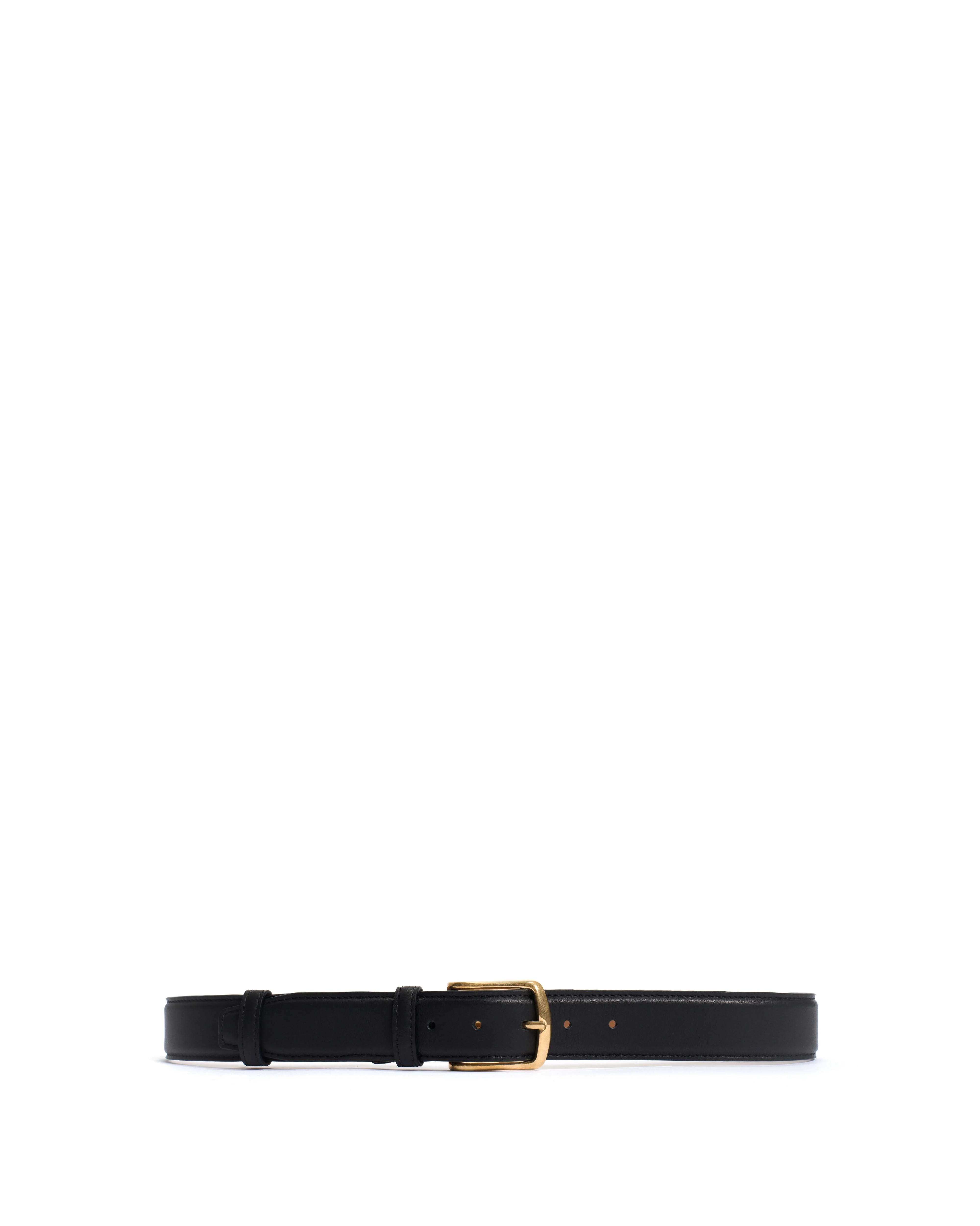 Quinn classic unisex leather belt Soft calf & metal Black & gold buckle - Image 5