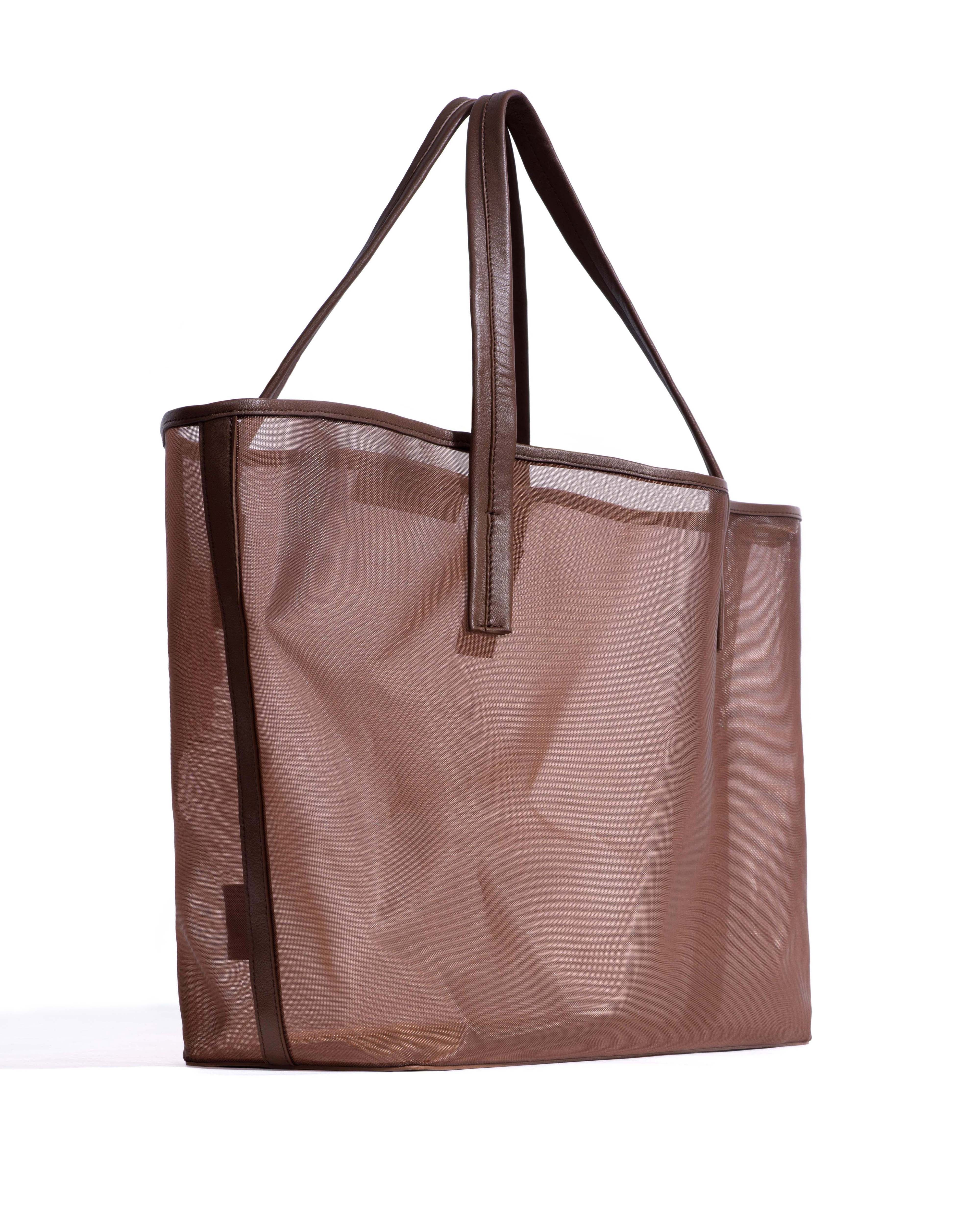Ruba shopper mesh Shiny lamb & mesh Chocolate - Image 2