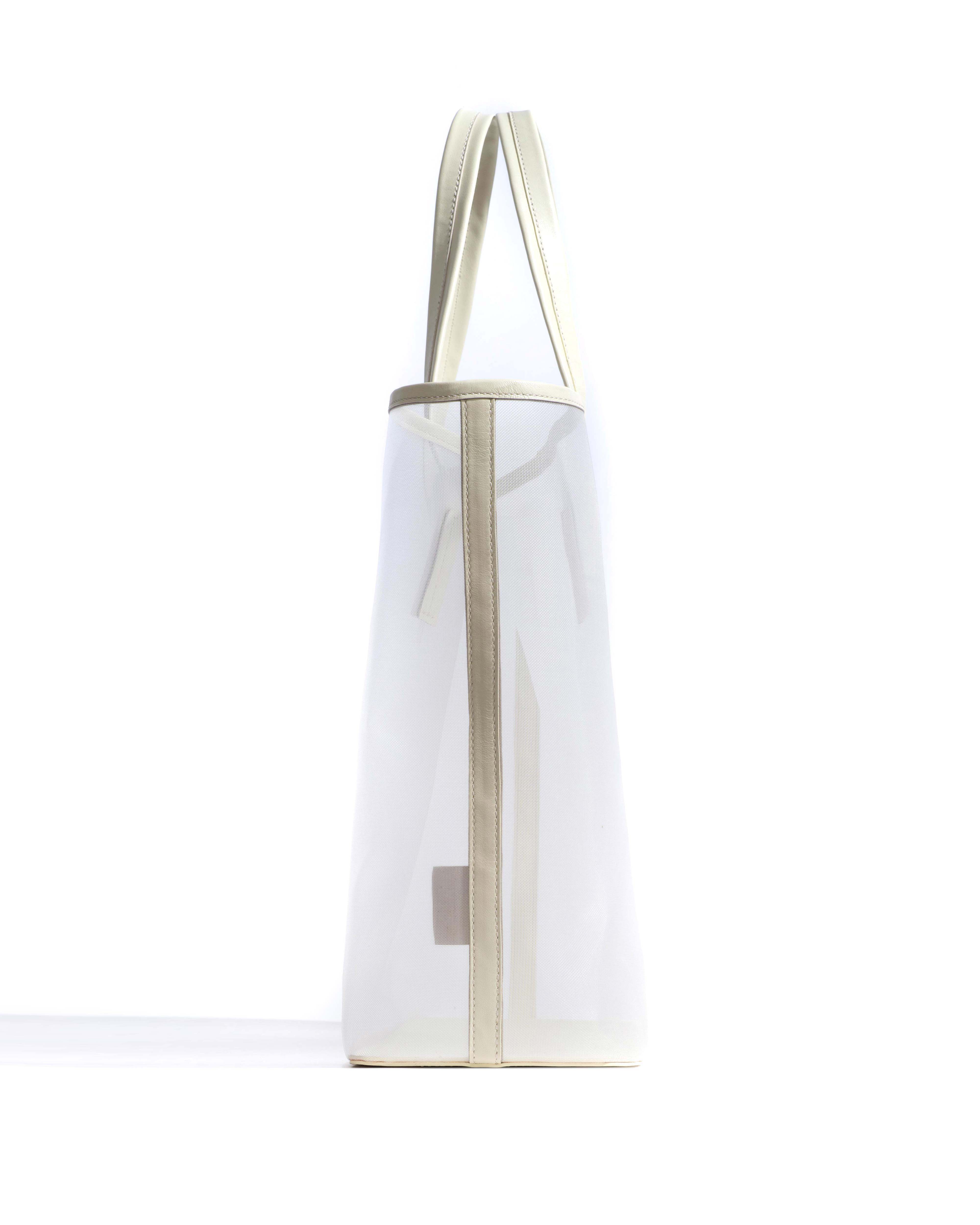 Ruba shopper mesh Shiny lamb & mesh White sand - Image 3