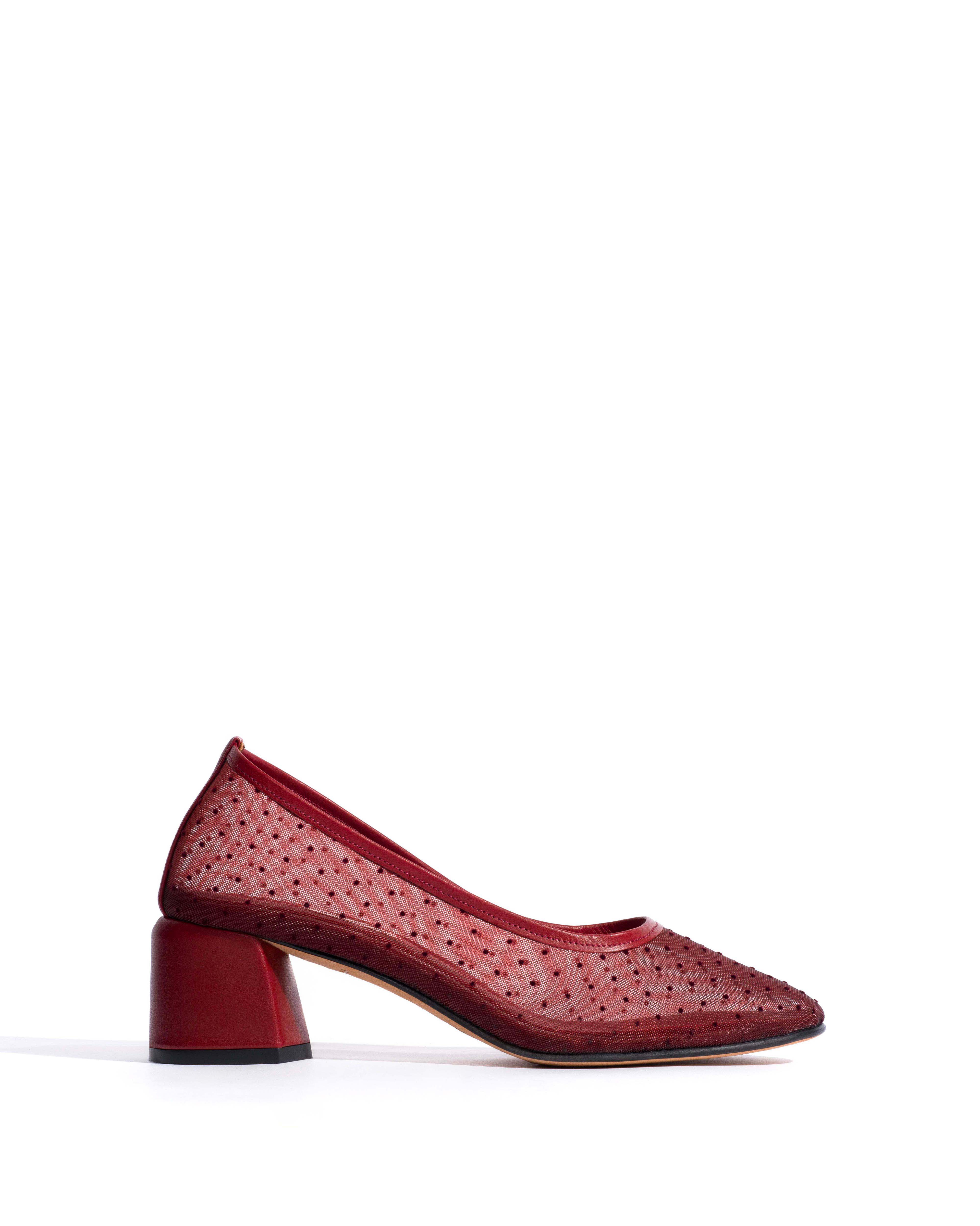 Sacha 40 mesh Shiny lamb & dot velvet mesh Pomegranate