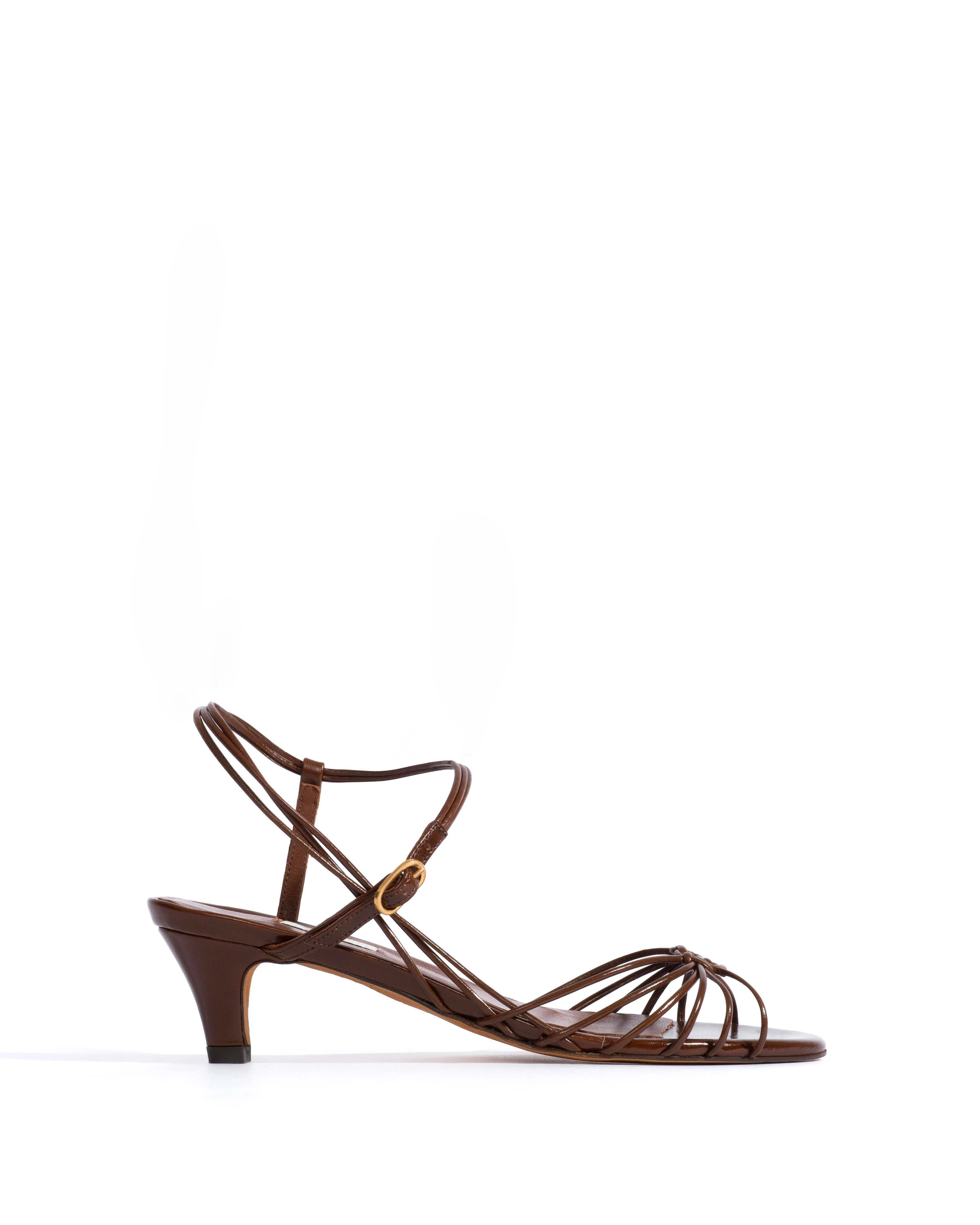 Savannah 40 hand-braided Crinkled polished goat Caramel brown