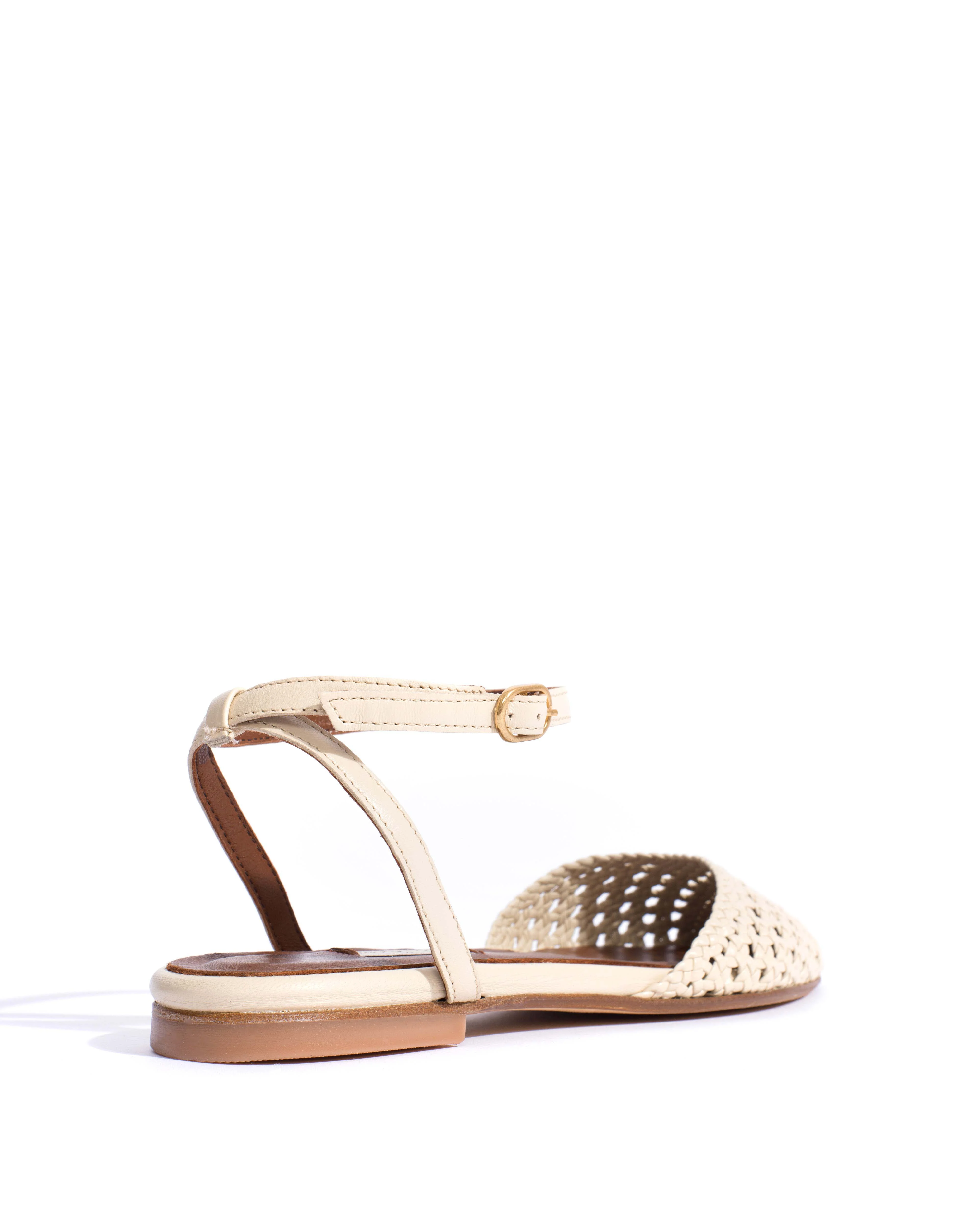 Senara 10 hand-braided Hand-braided leather White sand - Image 3