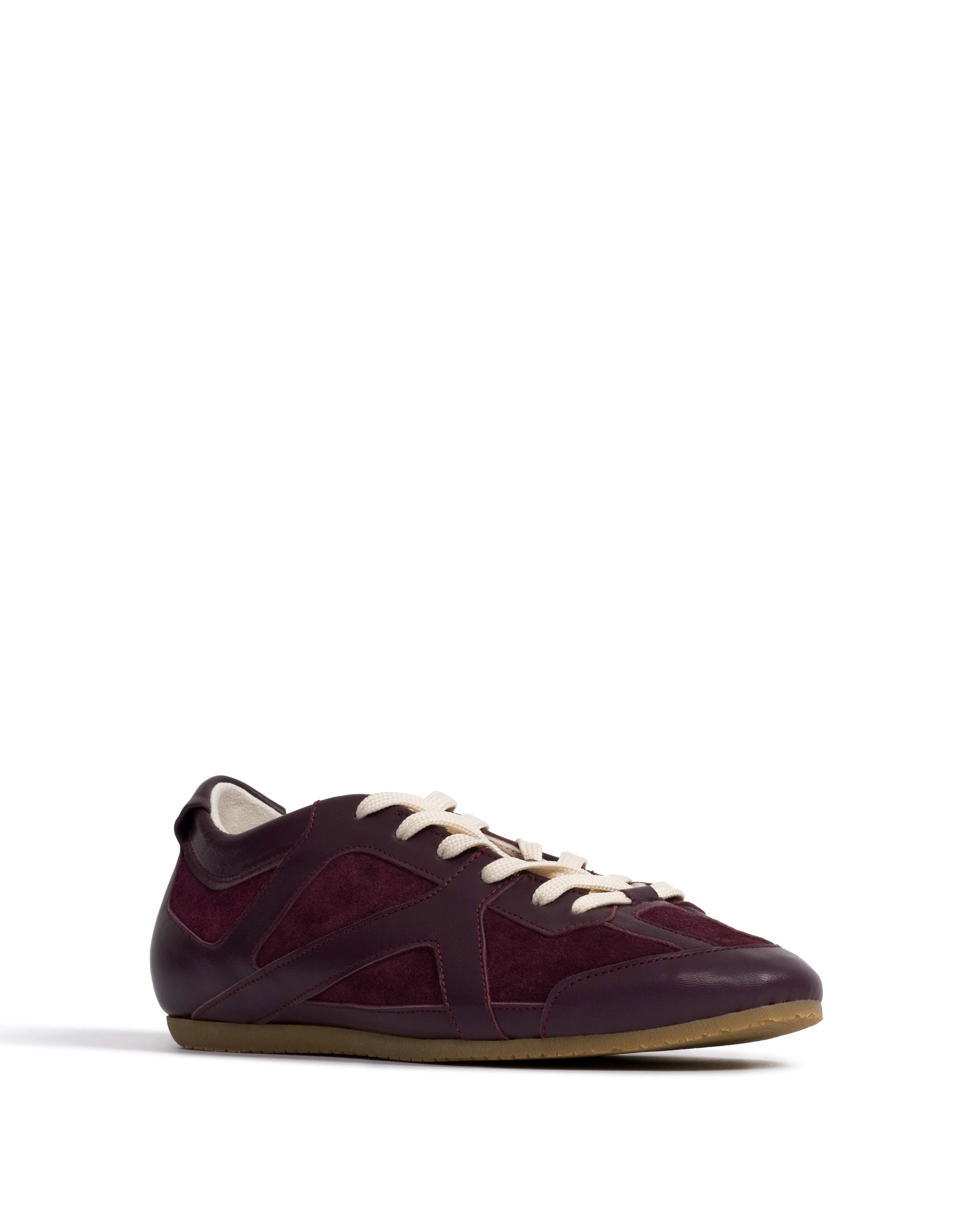 Sneakerina Shiny lamb & suede leather Fig purple - Image 2