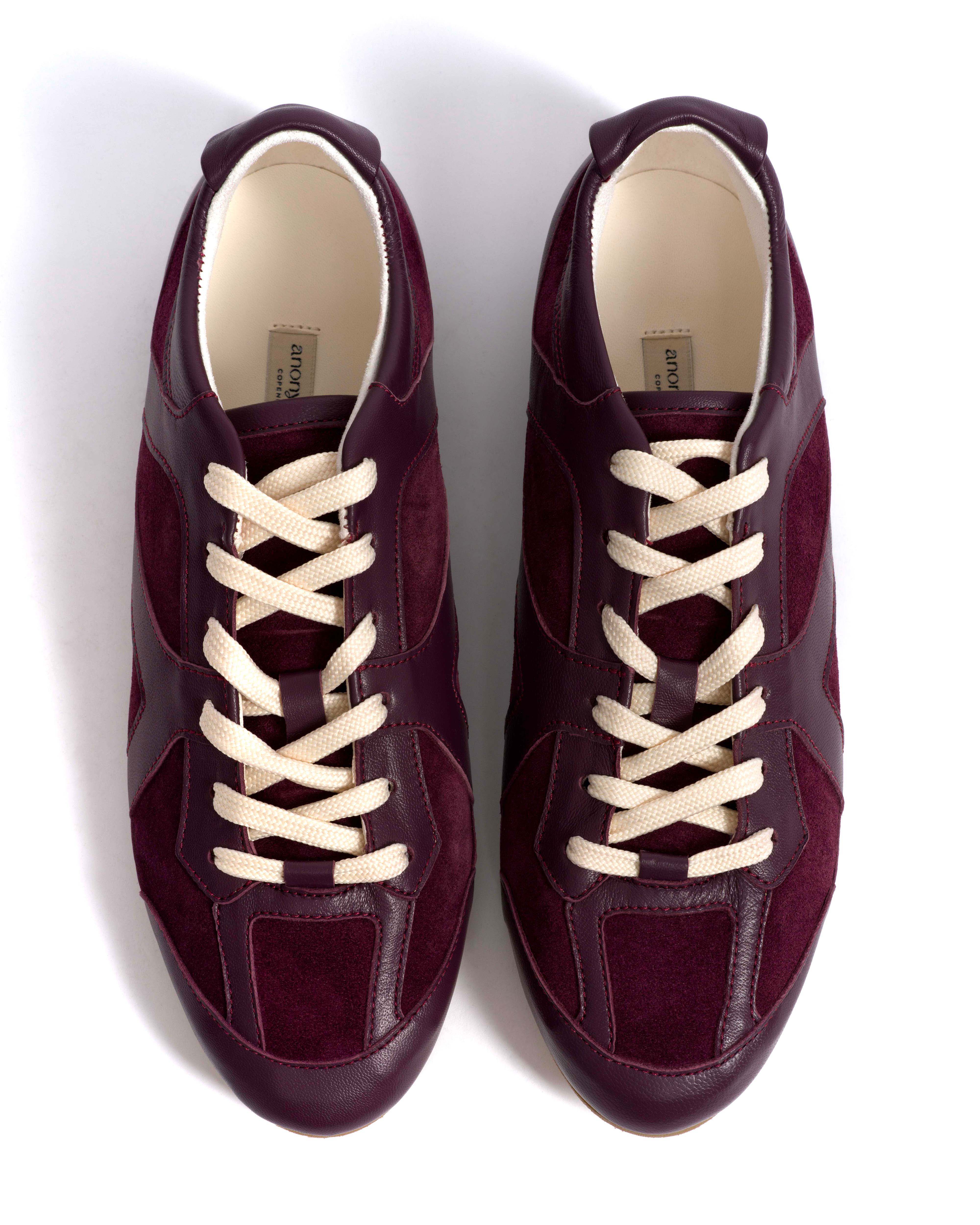 Sneakerina Shiny lamb & suede leather Fig purple - Image 4