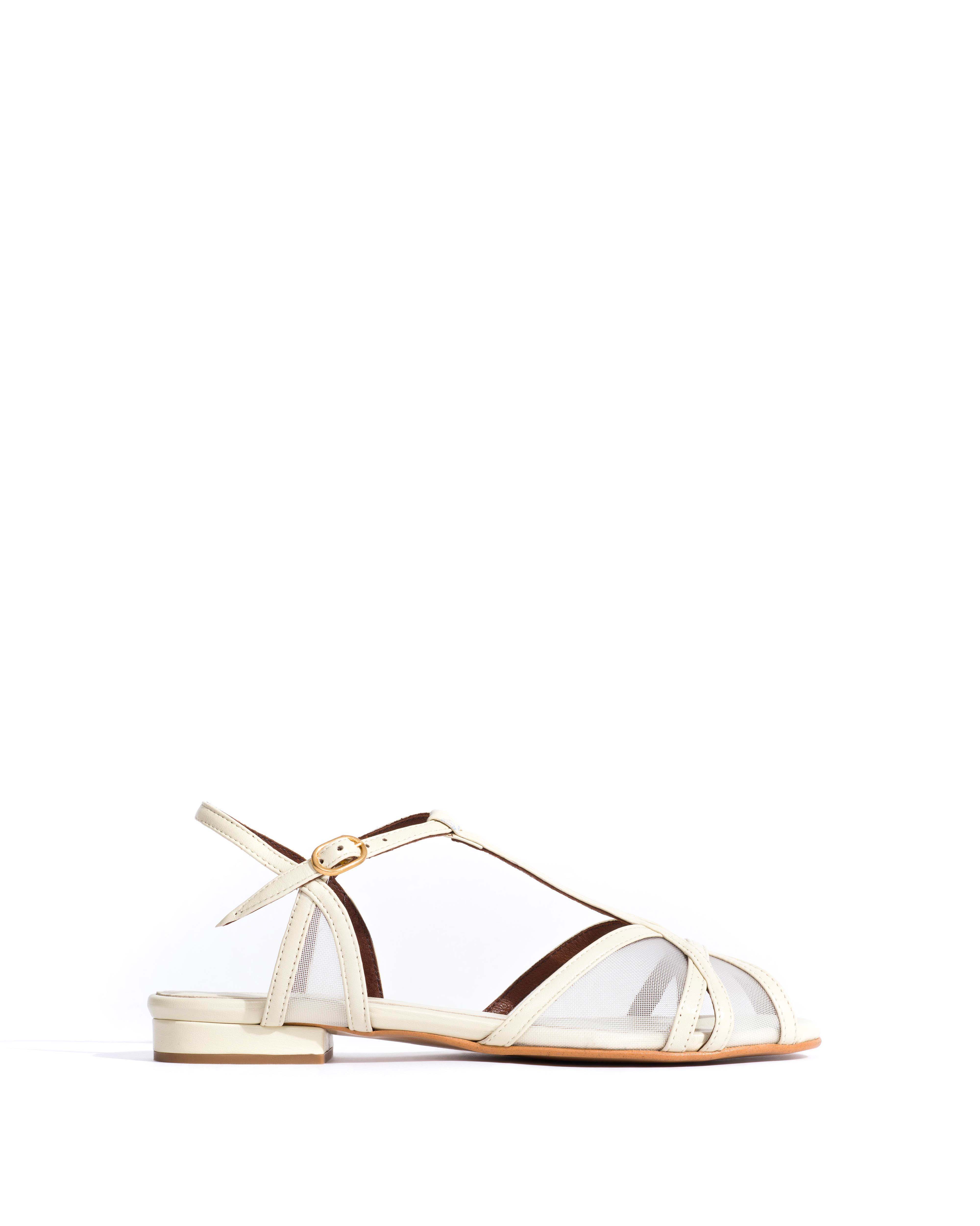 Therese 20 mesh Shiny lamb & mesh White sand