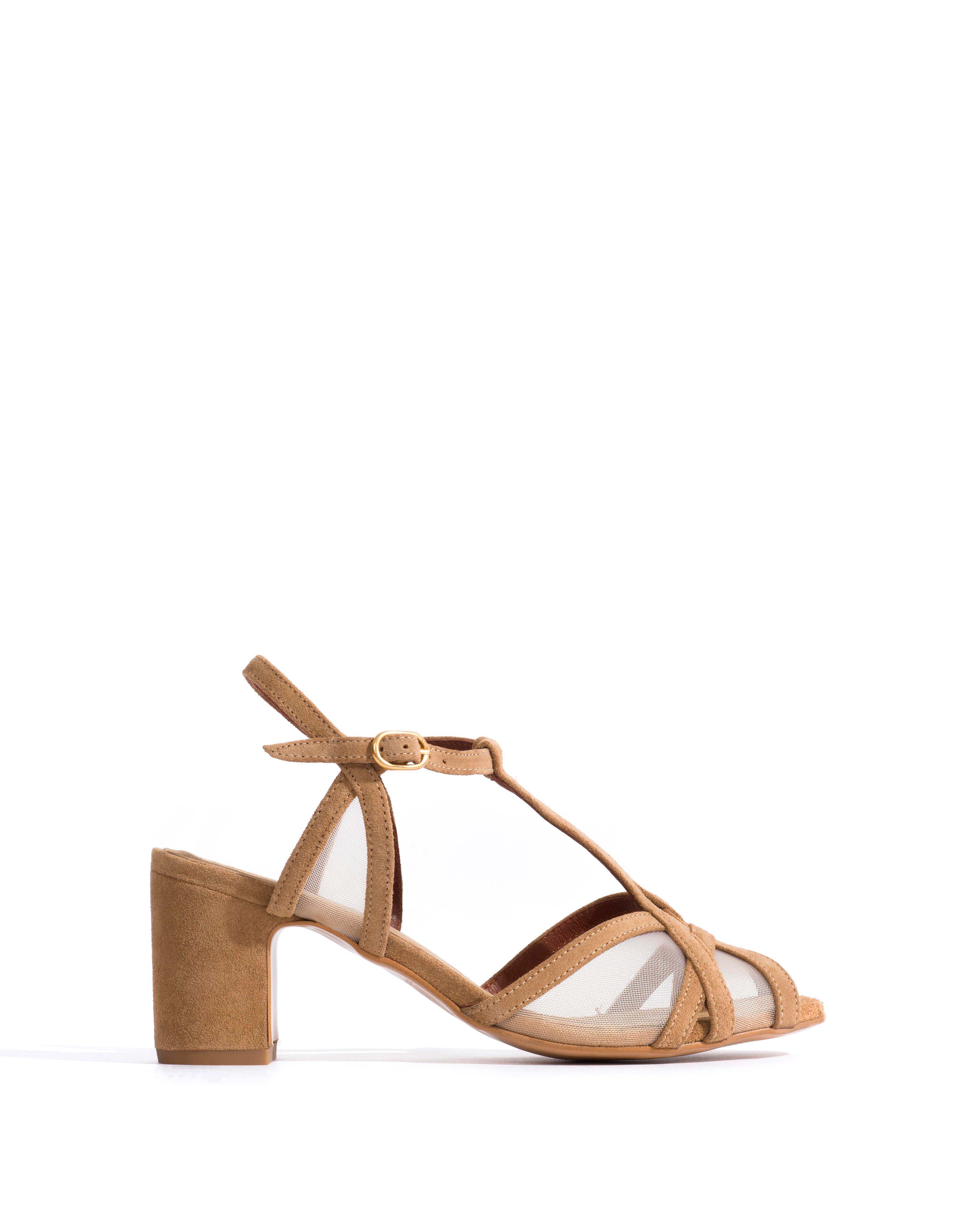 Therese 55 mesh Calf suede & mesh Scirocco & caramel