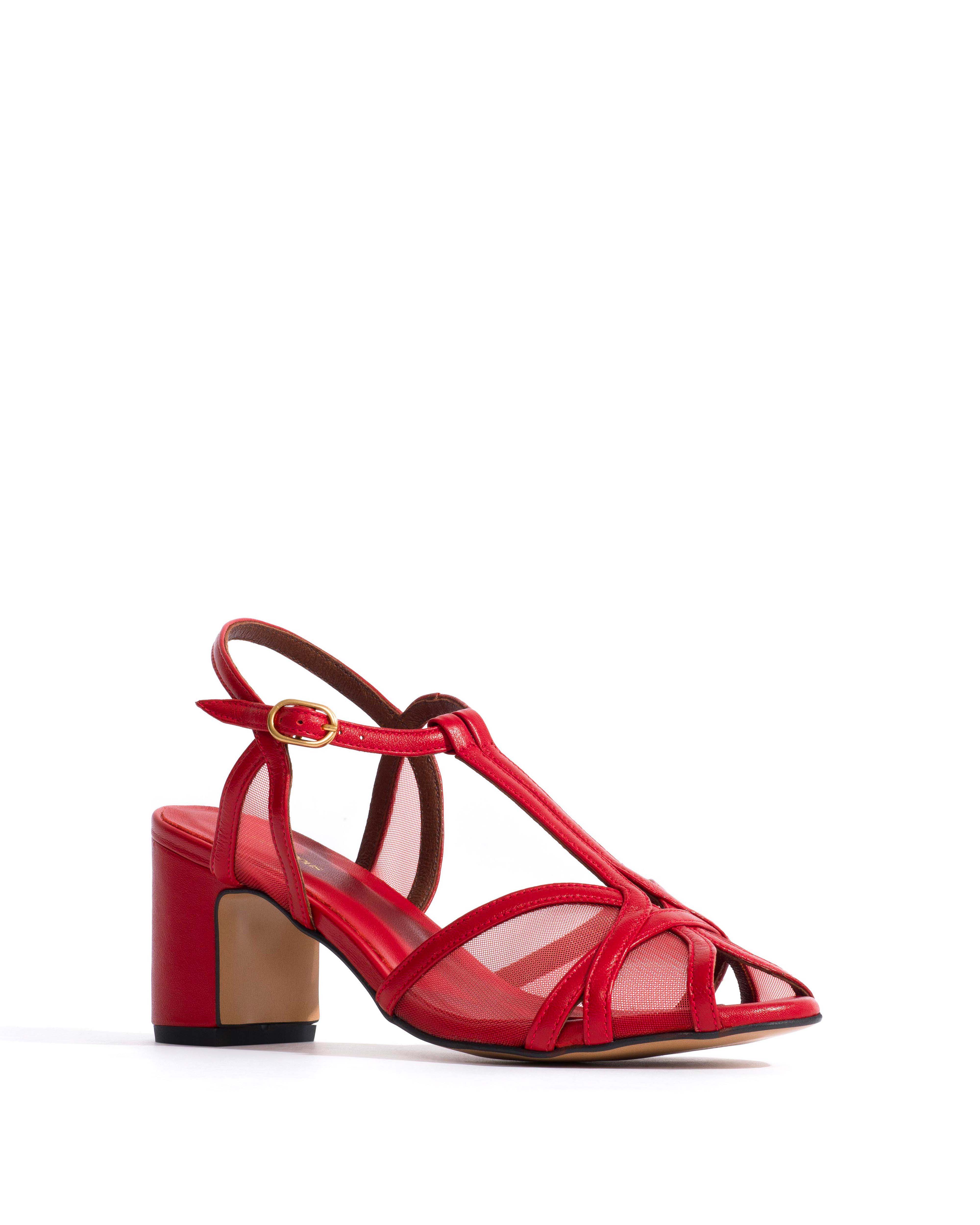 Therese 55 mesh Shiny lamb & mesh Ruby red - Image 2
