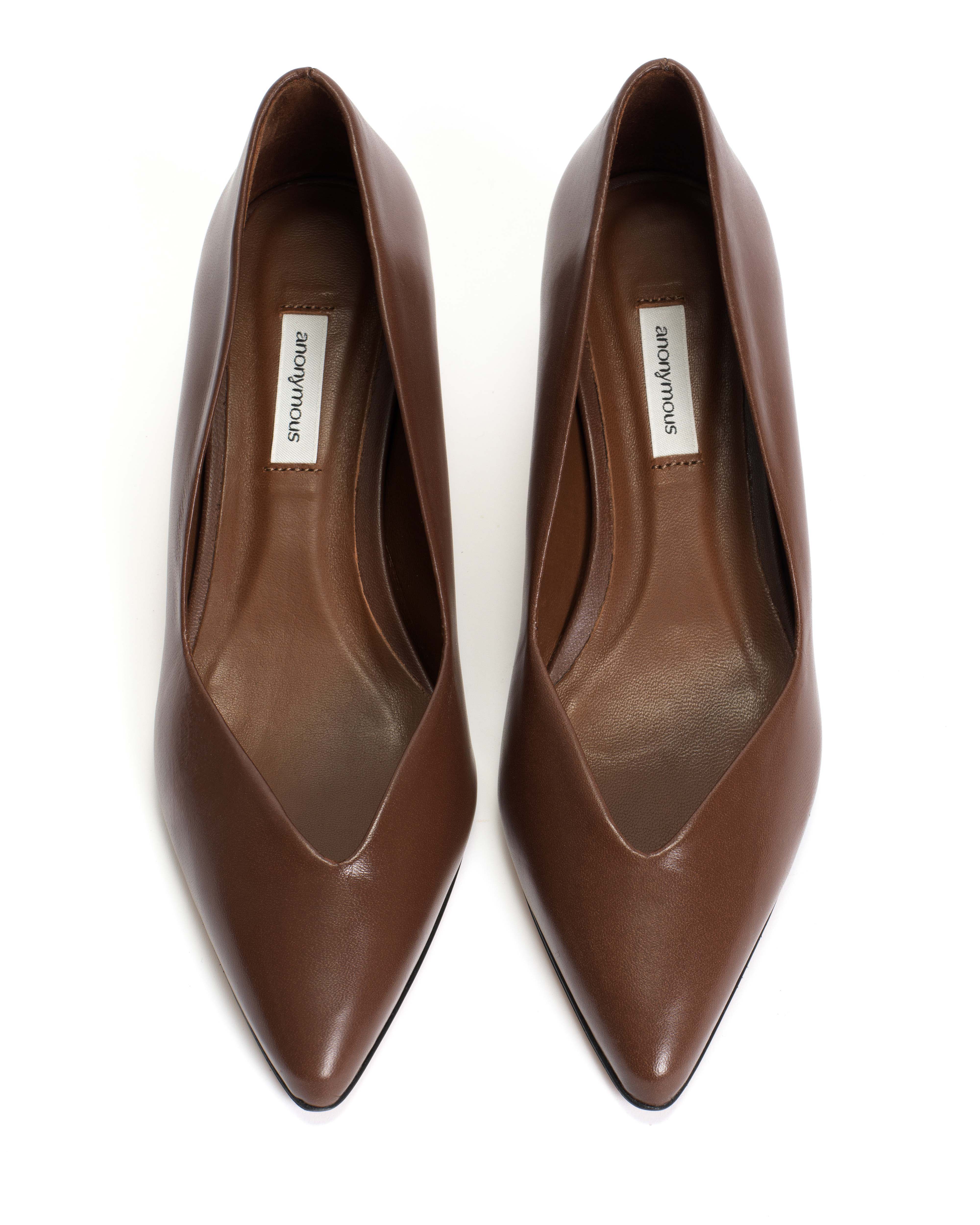 Trini 40 stiletto Shiny lamb Chocolate - Image 3