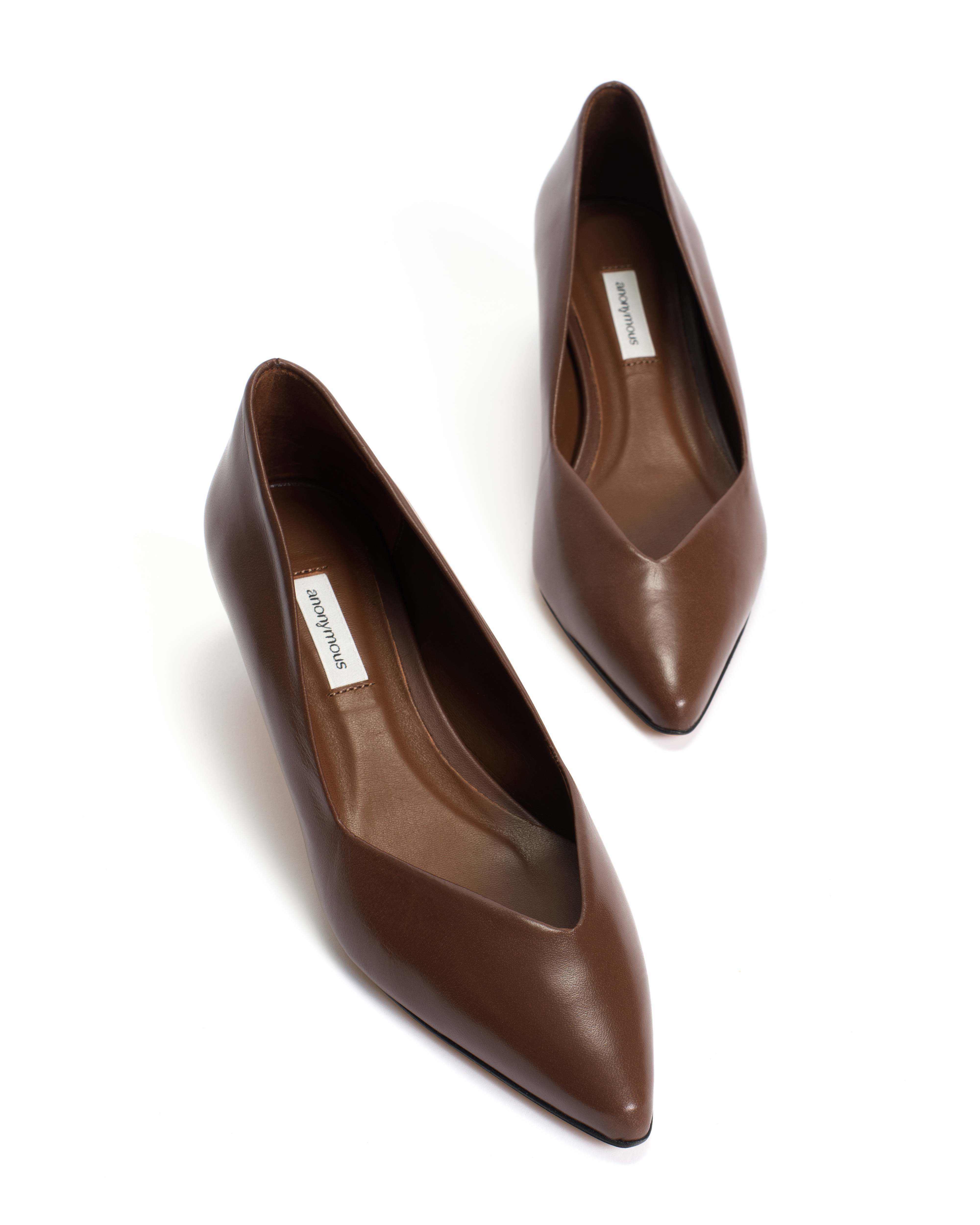 Trini 40 stiletto Shiny lamb Chocolate - Image 5