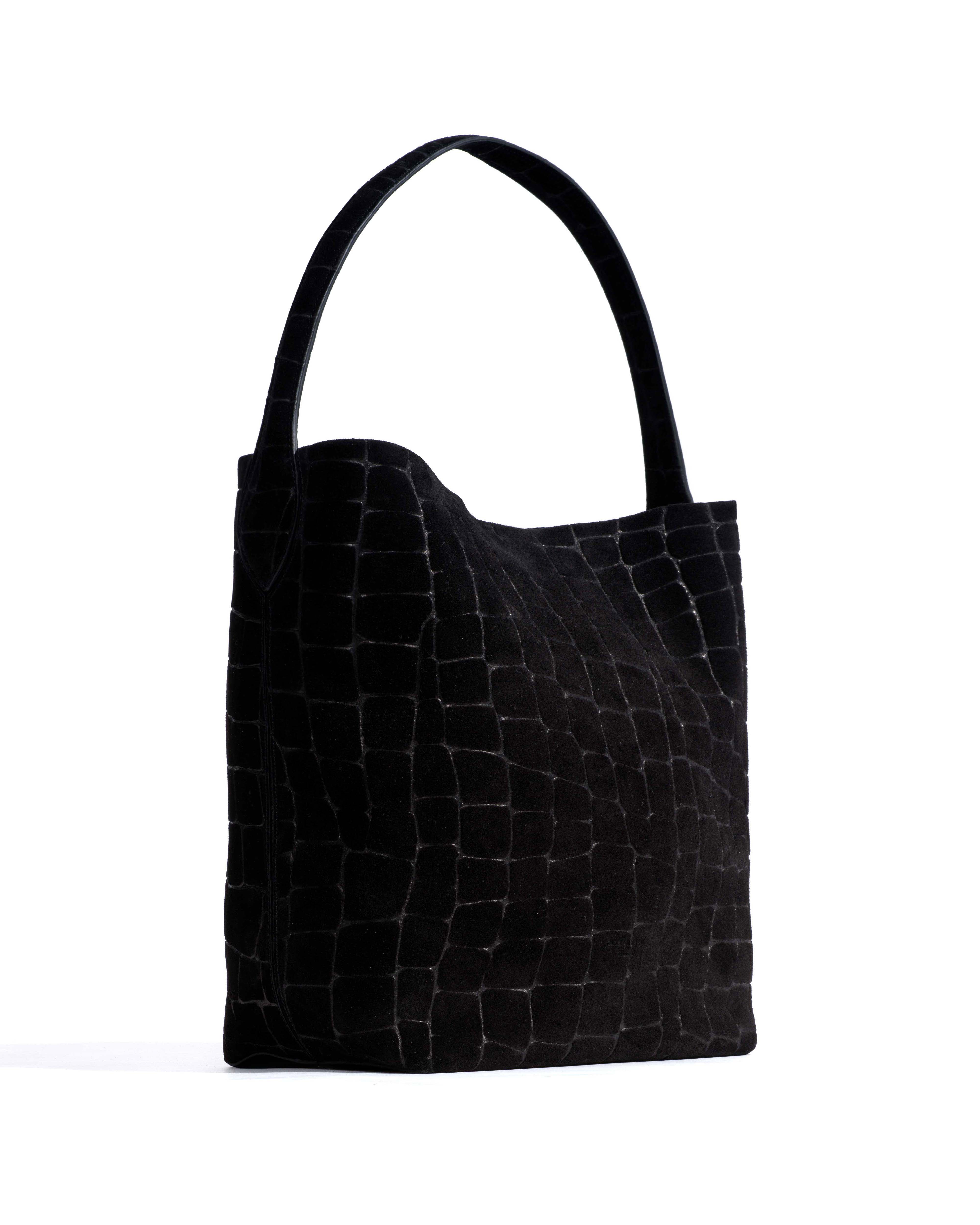 Versa everyday bag Croco calf suede Black - Image 2