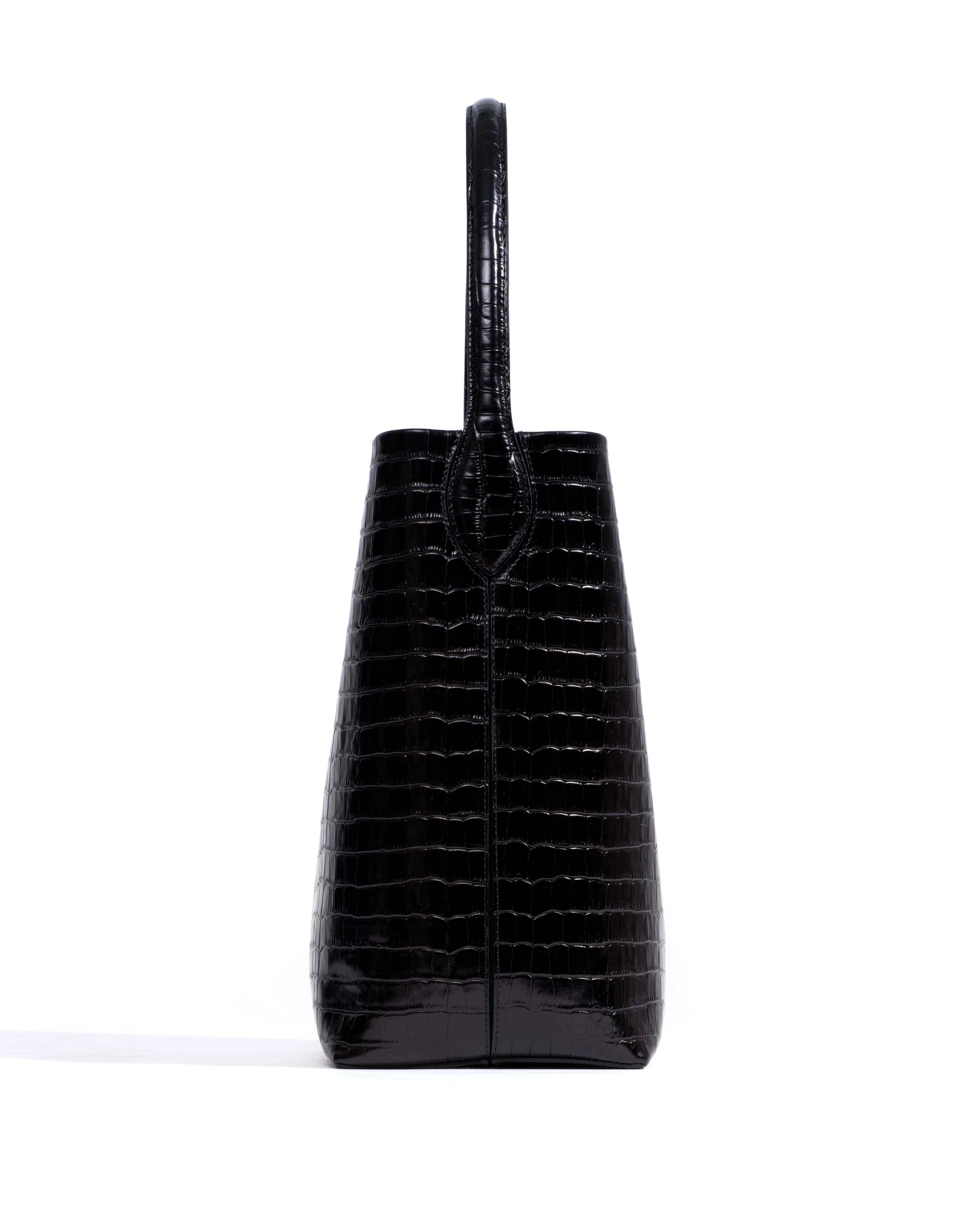 Versa everyday bag Polished croco calf Black - Image 3