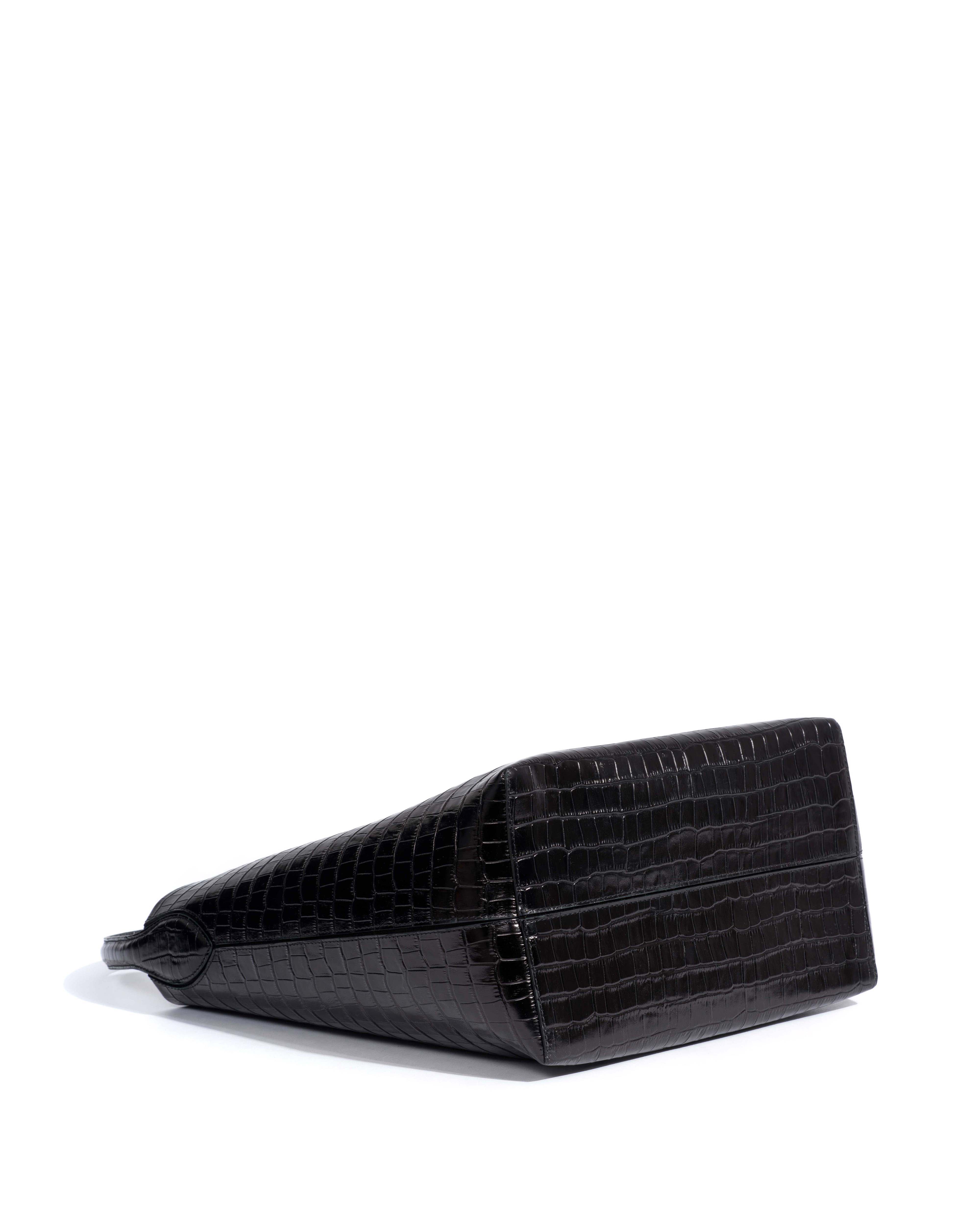 Versa everyday bag Polished croco calf Black - Image 4