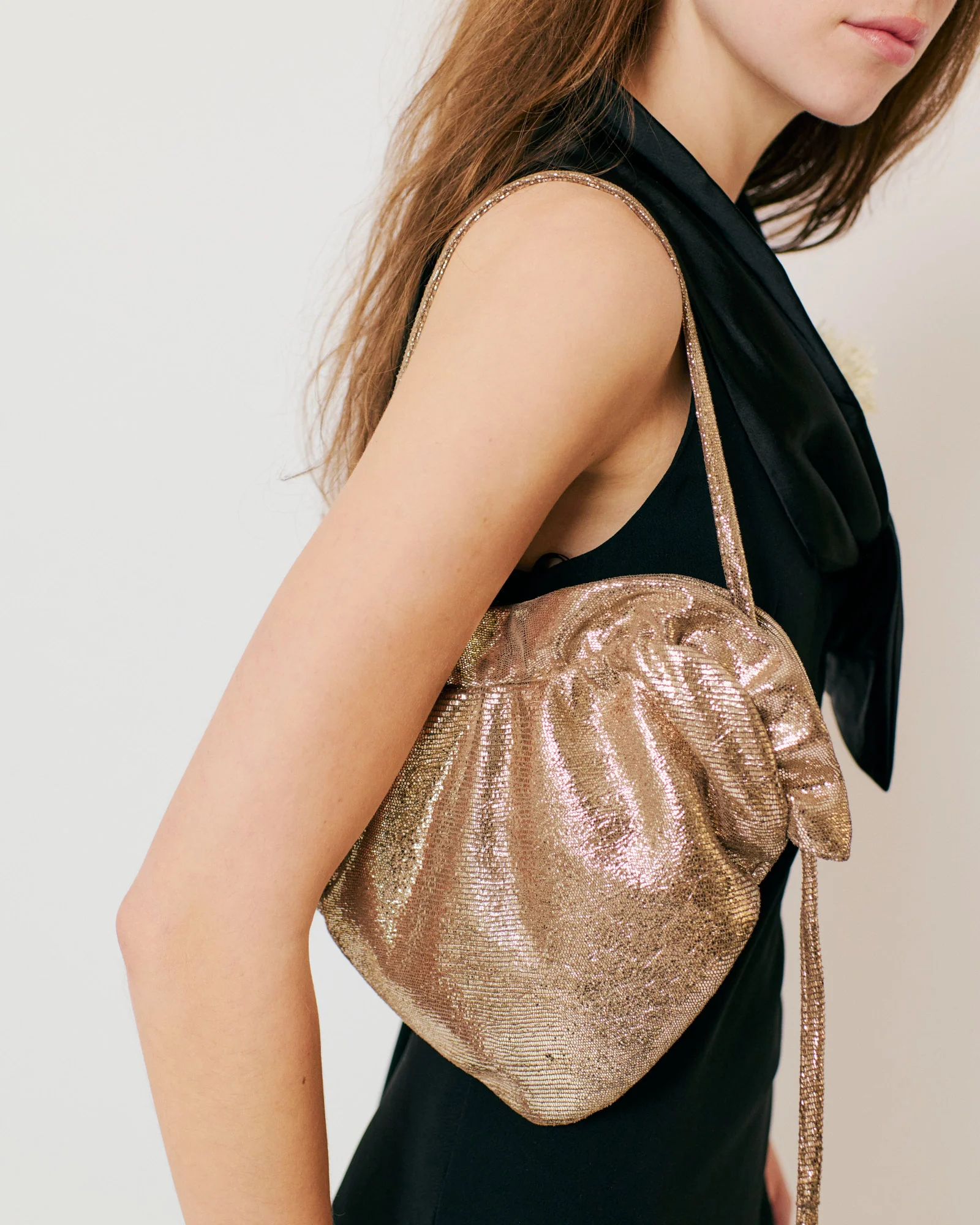 Zally classic heart bag Lizard metallic goat Vintage champagne - Image 3